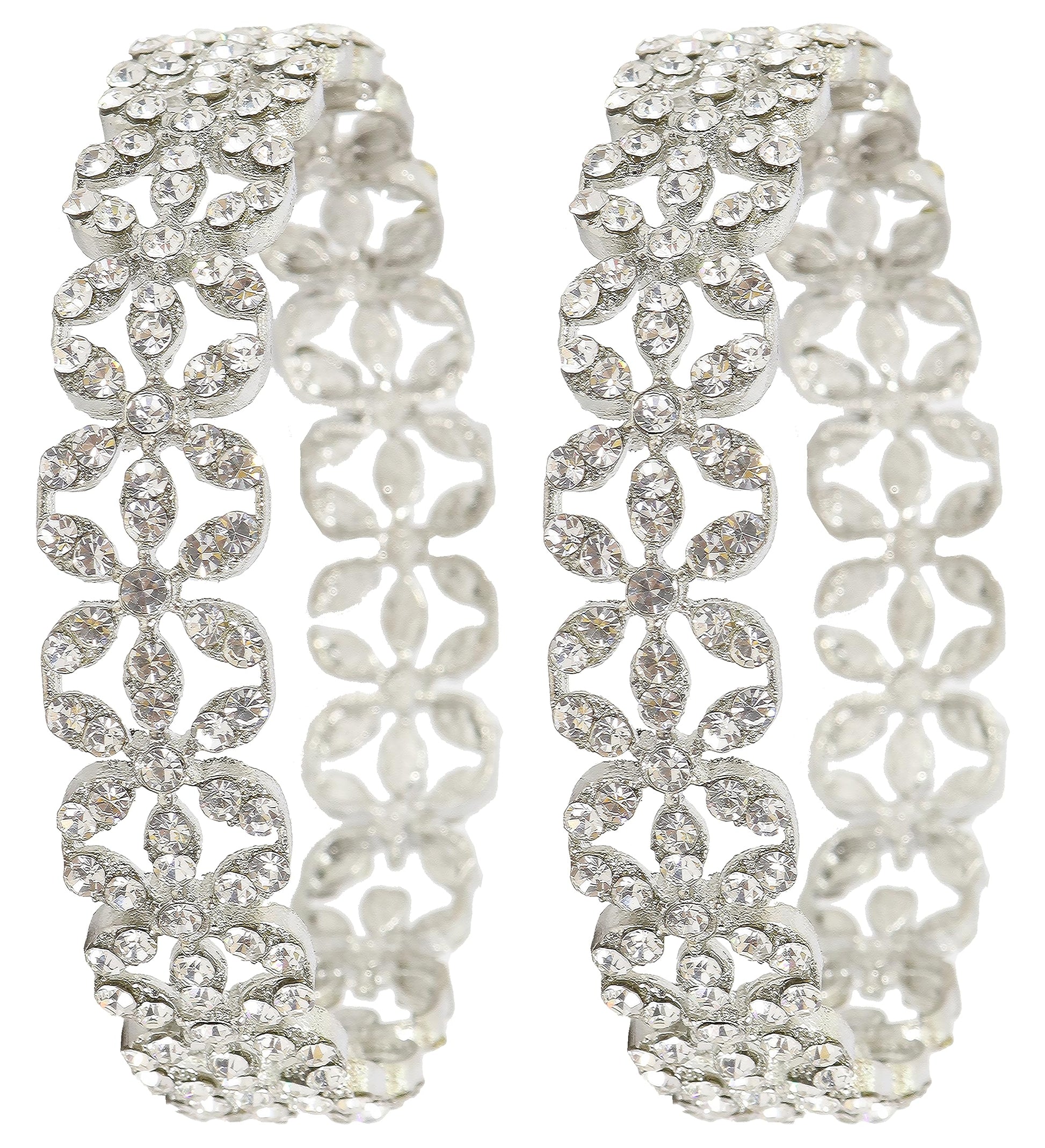 T4 Jewels Alloy Metal Gold Plated Bangles Set For Girls and Women Studded American Diamond Stone | Diamond Bangles | Metal bangles | Women Bangles Silver T4 Jewels