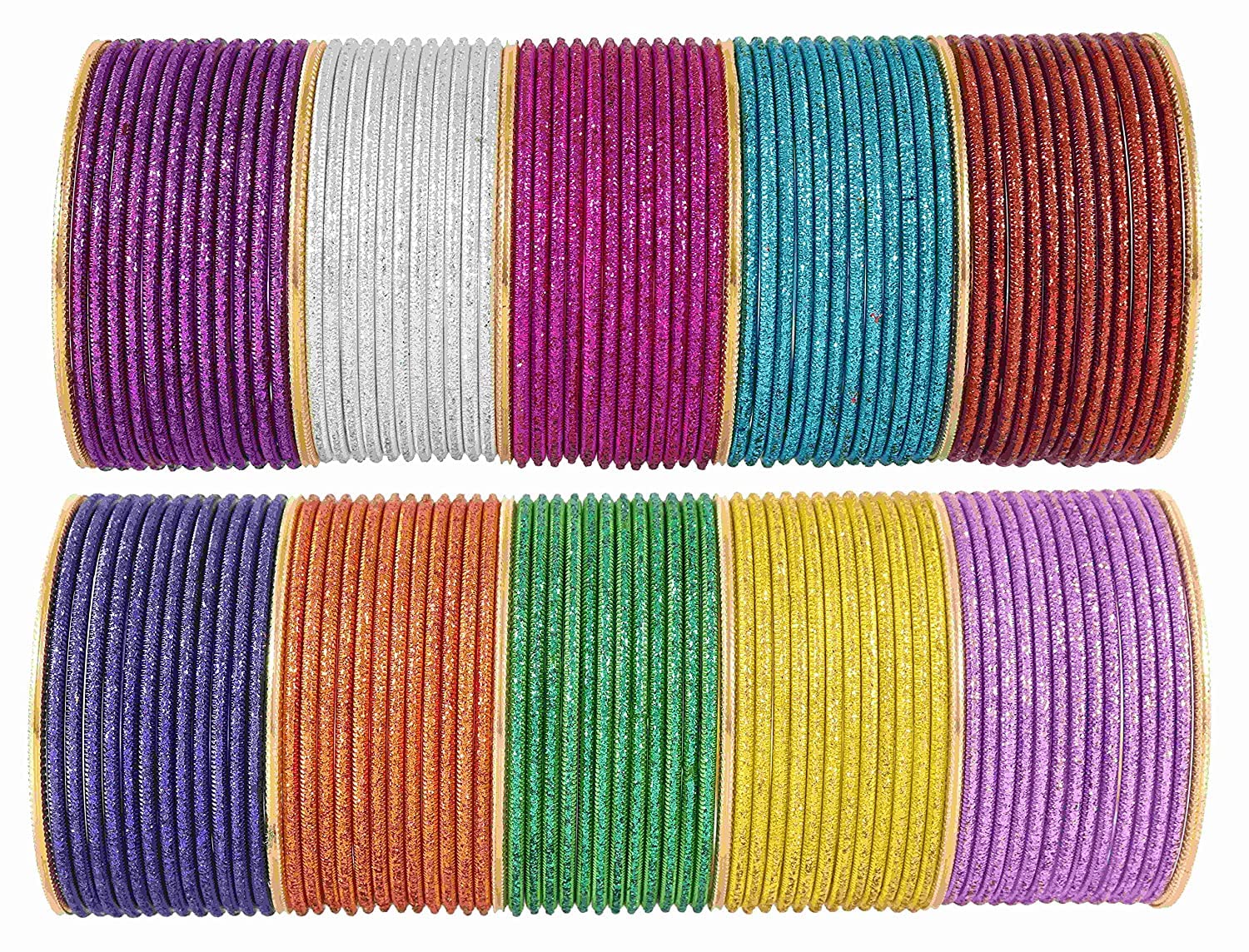 T4 Jewels Stylish Multi colour Metal Bangles set| Fancy Multicolour Bangles for women | Metal Chudi Set For Women | Women's Bangles Multicolour-Design-8 T4 Jewels