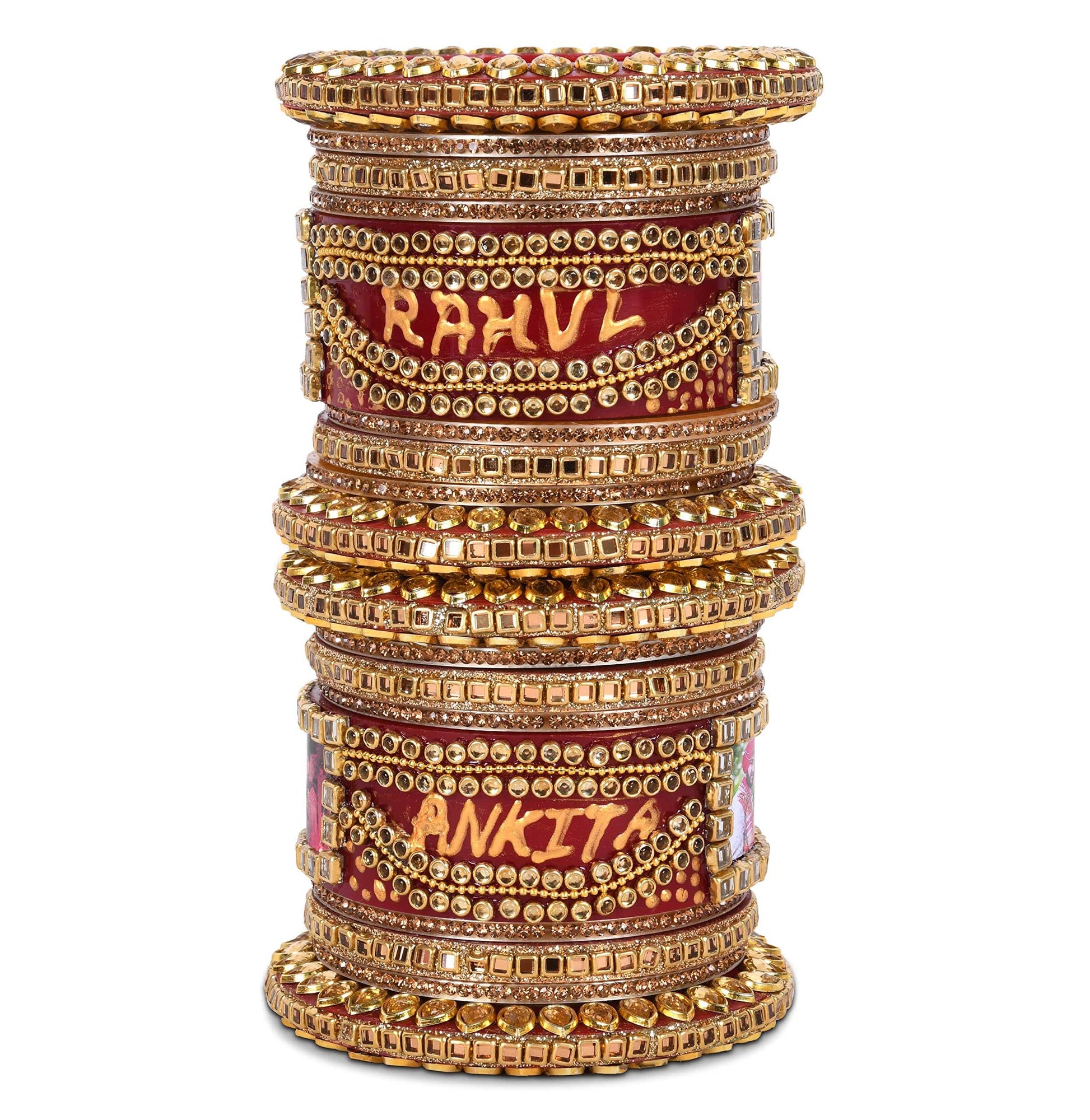 T4 Jewels Plastic Traditional I Photo and Name (Personalise) Chuda Women Fashion Designer Plastic Kada Designer Stone Chura Base Glittery Designing Embroidry Women Fashion Designing Kada For Women And Girls Bangle Chura T4 Jewels