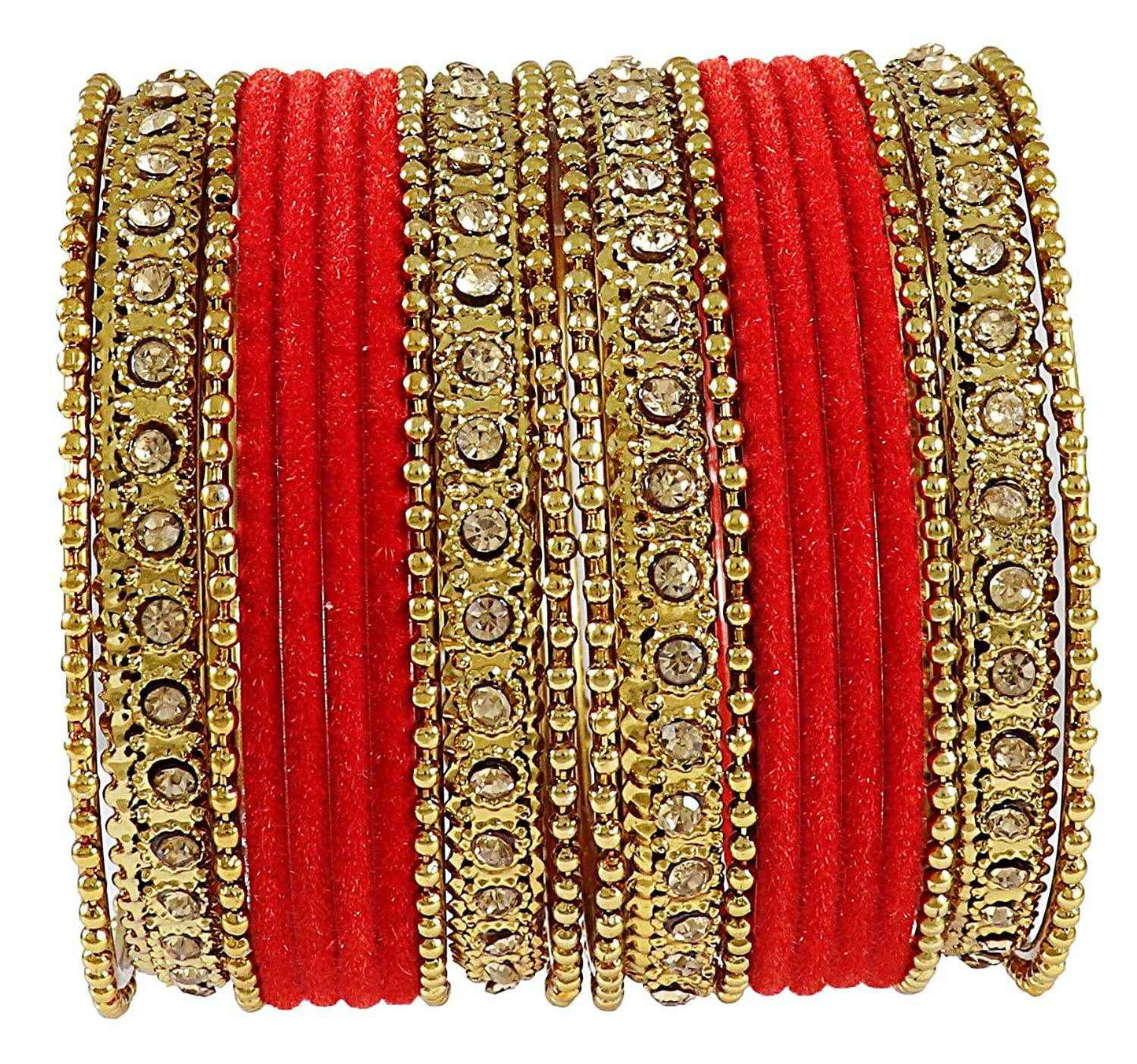 T4 Jewels Velvet Metal Bangle Set (Pack Of 20) All Bangle Sets T4 Jewels