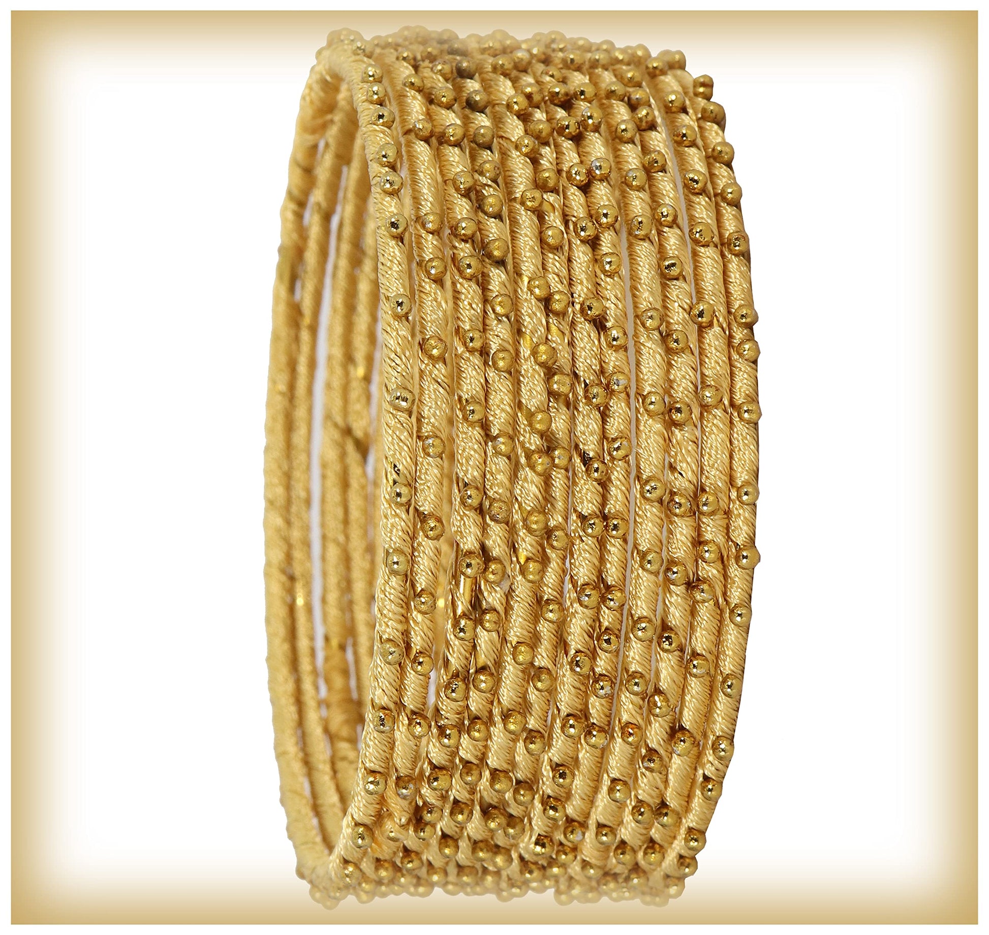 T4 Jewels Non-Precious Metal with Silk thread and Linked with Ball stone Glossy Finished Bangle Set For Women and Girls T4 Jewels