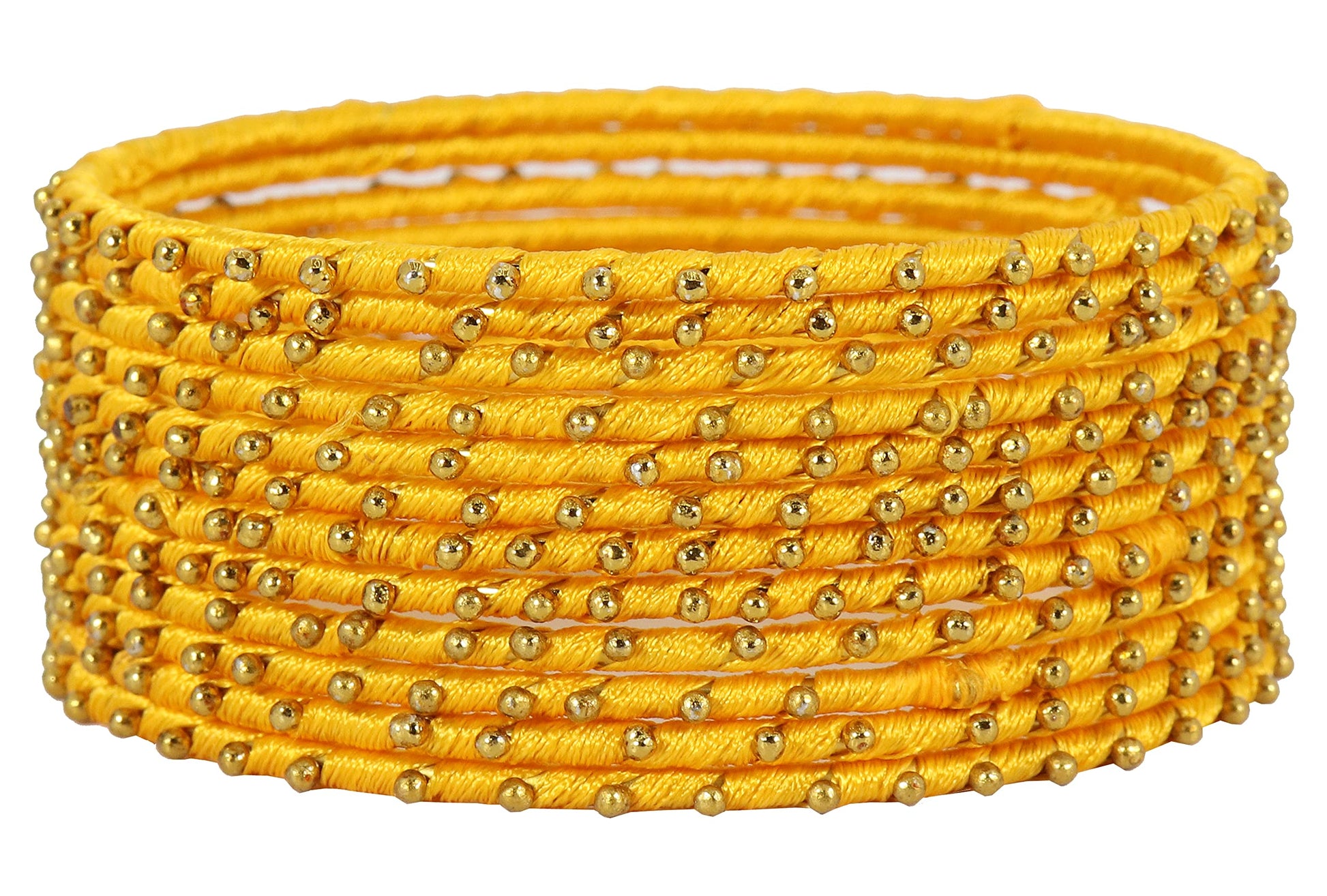 T4 Jewels Non-Precious Metal with Silk thread and Linked with Ball stone Glossy Finished Bangle Set For Women and Girls T4 Jewels