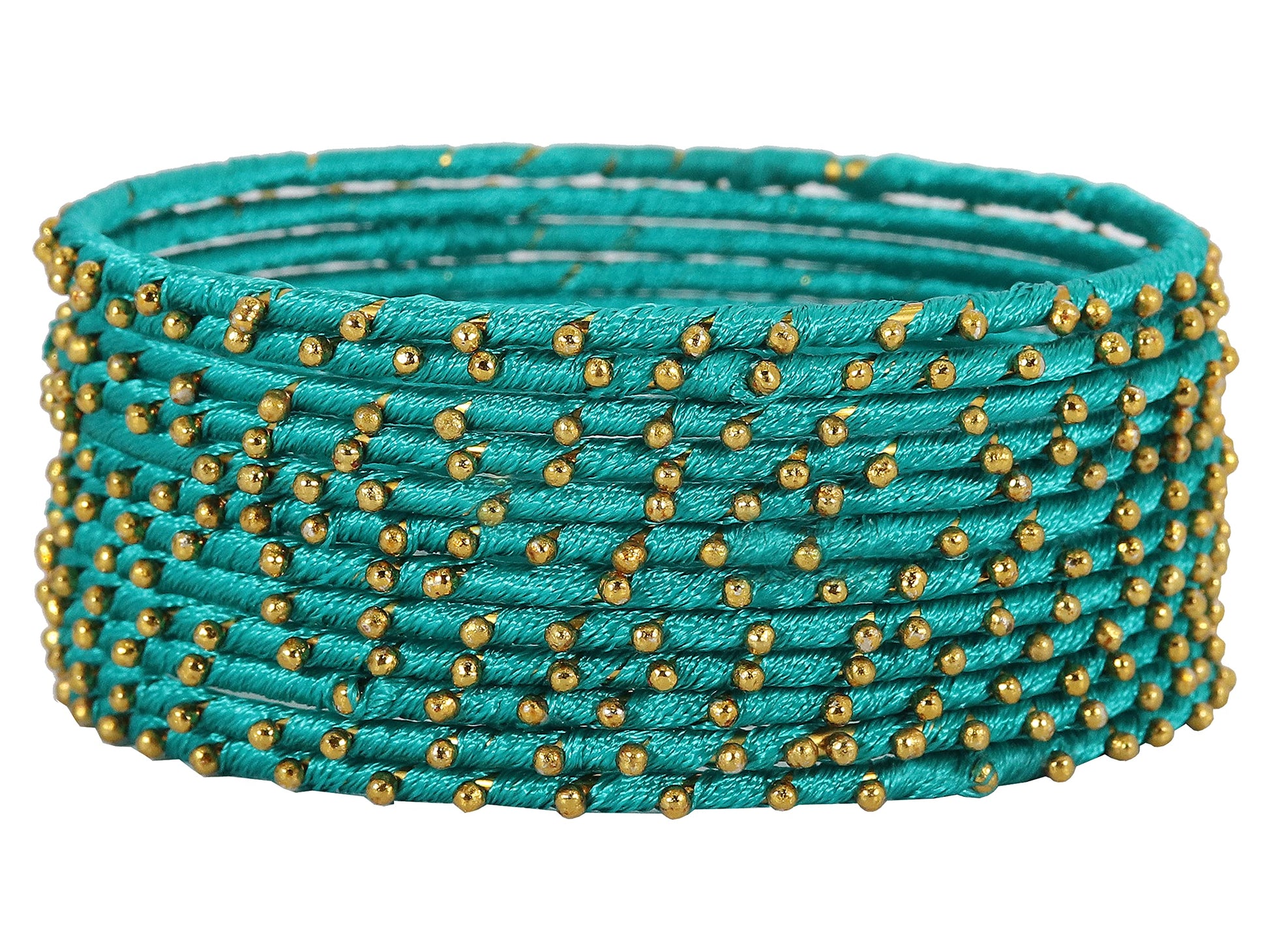 T4 Jewels Non-Precious Metal with Silk thread and Linked with Ball stone Glossy Finished Bangle Set For Women and Girls T4 Jewels