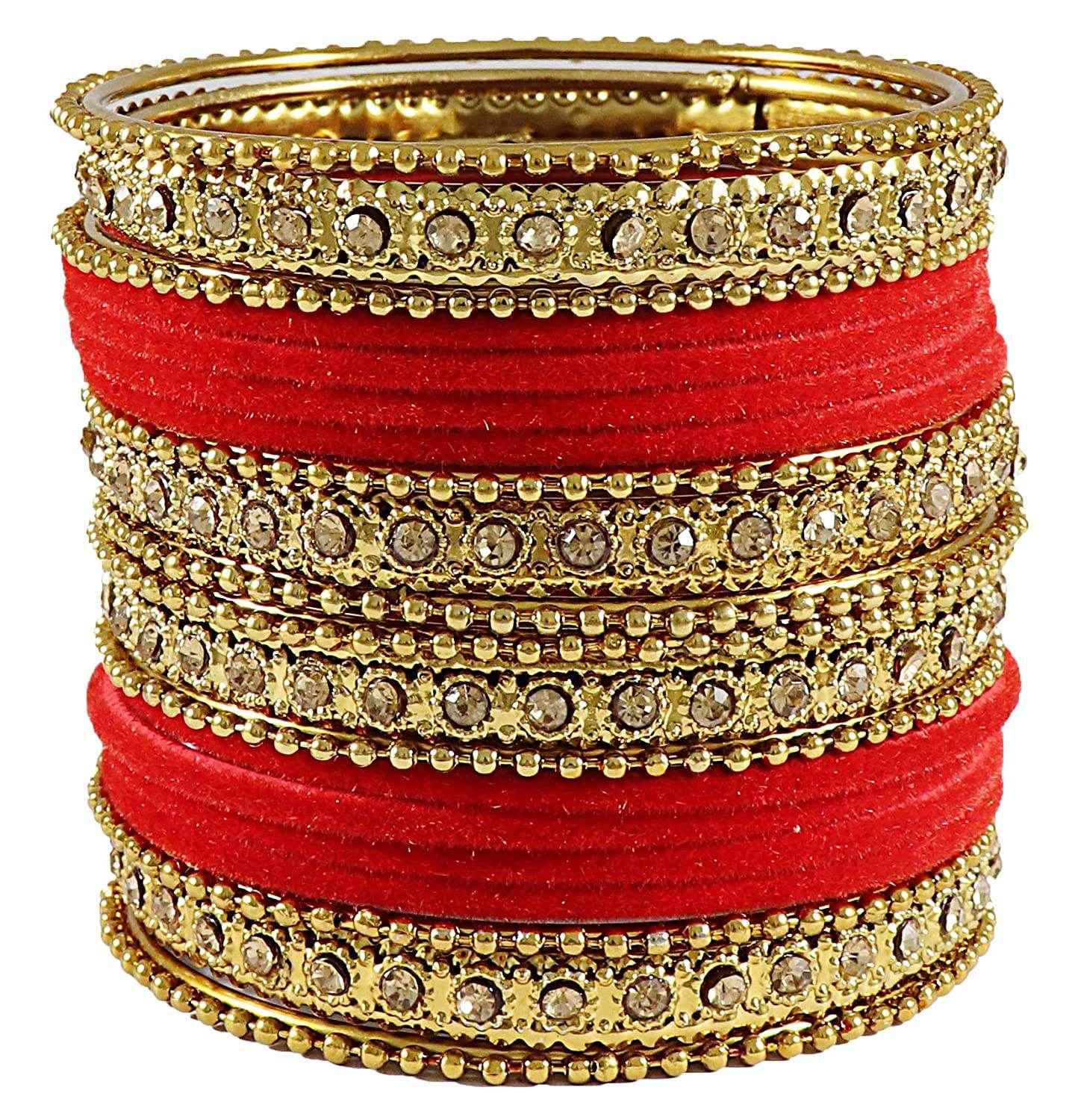 T4 Jewels Velvet Metal Bangle Set (Pack Of 20) All Bangle Sets T4 Jewels