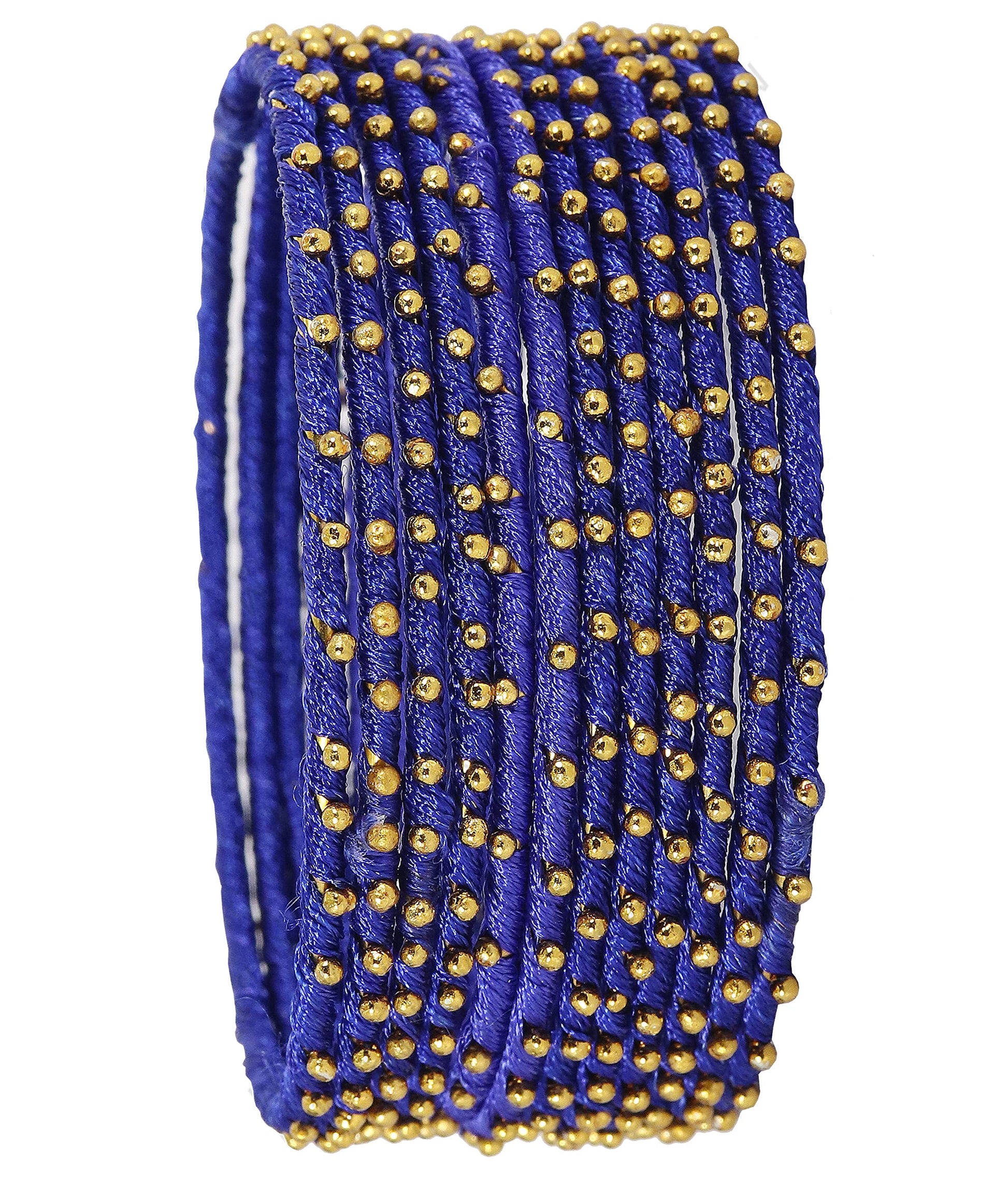 T4 Jewels Non-Precious Metal with Silk thread and Linked with Ball stone Glossy Finished Bangle Set For Women and Girls T4 Jewels