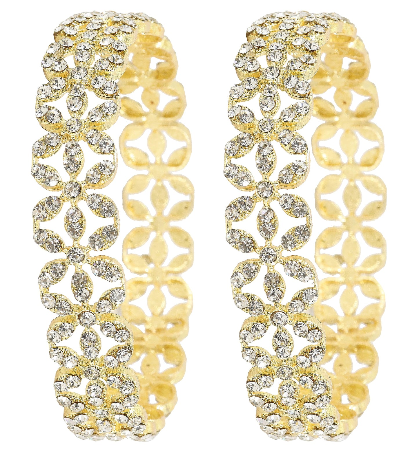 T4 Jewels Alloy Metal Gold Plated Bangles Set For Girls and Women Studded American Diamond Stone | Diamond Bangles | Metal bangles | Women Bangles Gold T4 Jewels