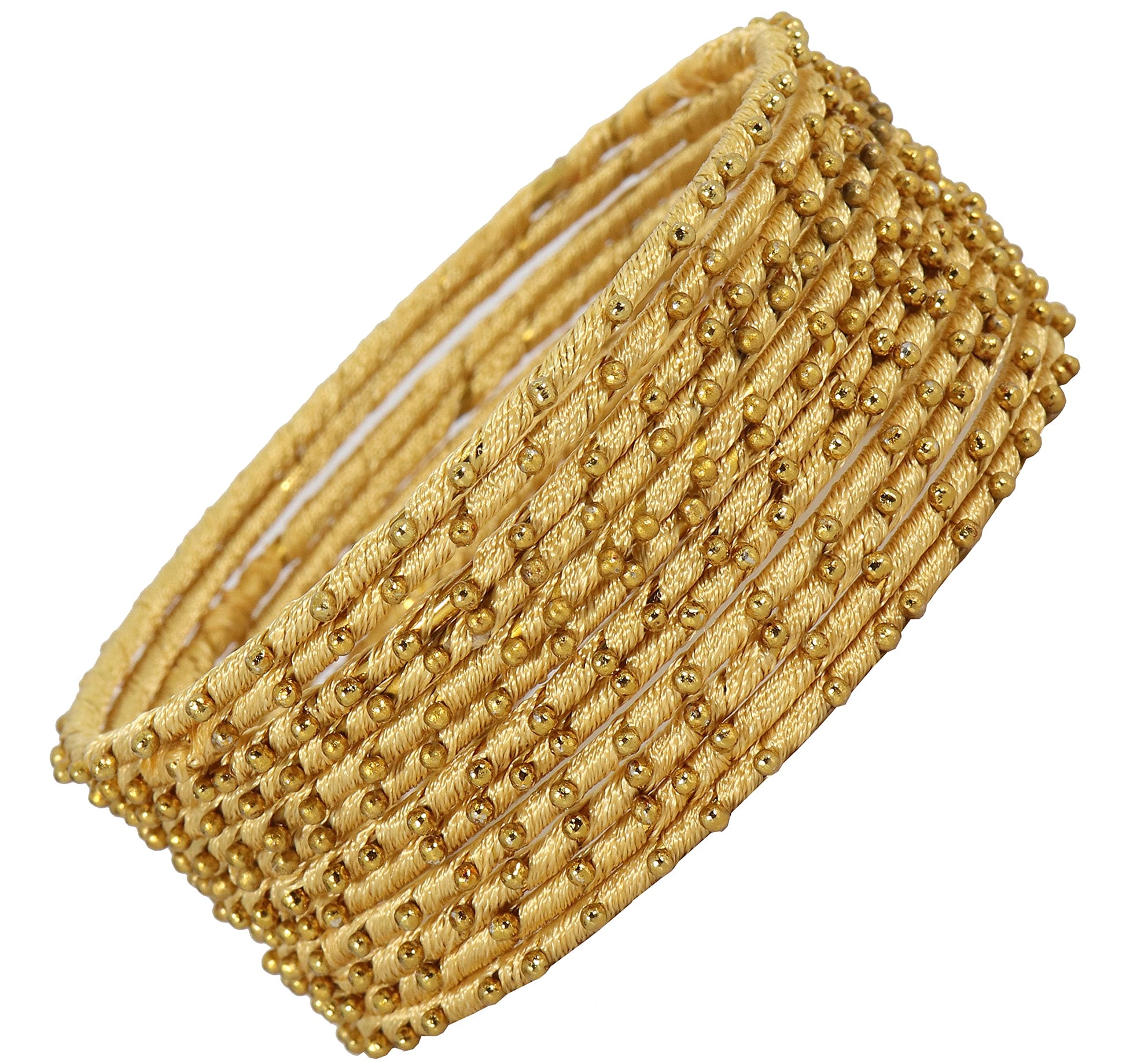 T4 Jewels Non-Precious Metal with Silk thread and Linked with Ball stone Glossy Finished Bangle Set For Women and Girls Cream T4 Jewels