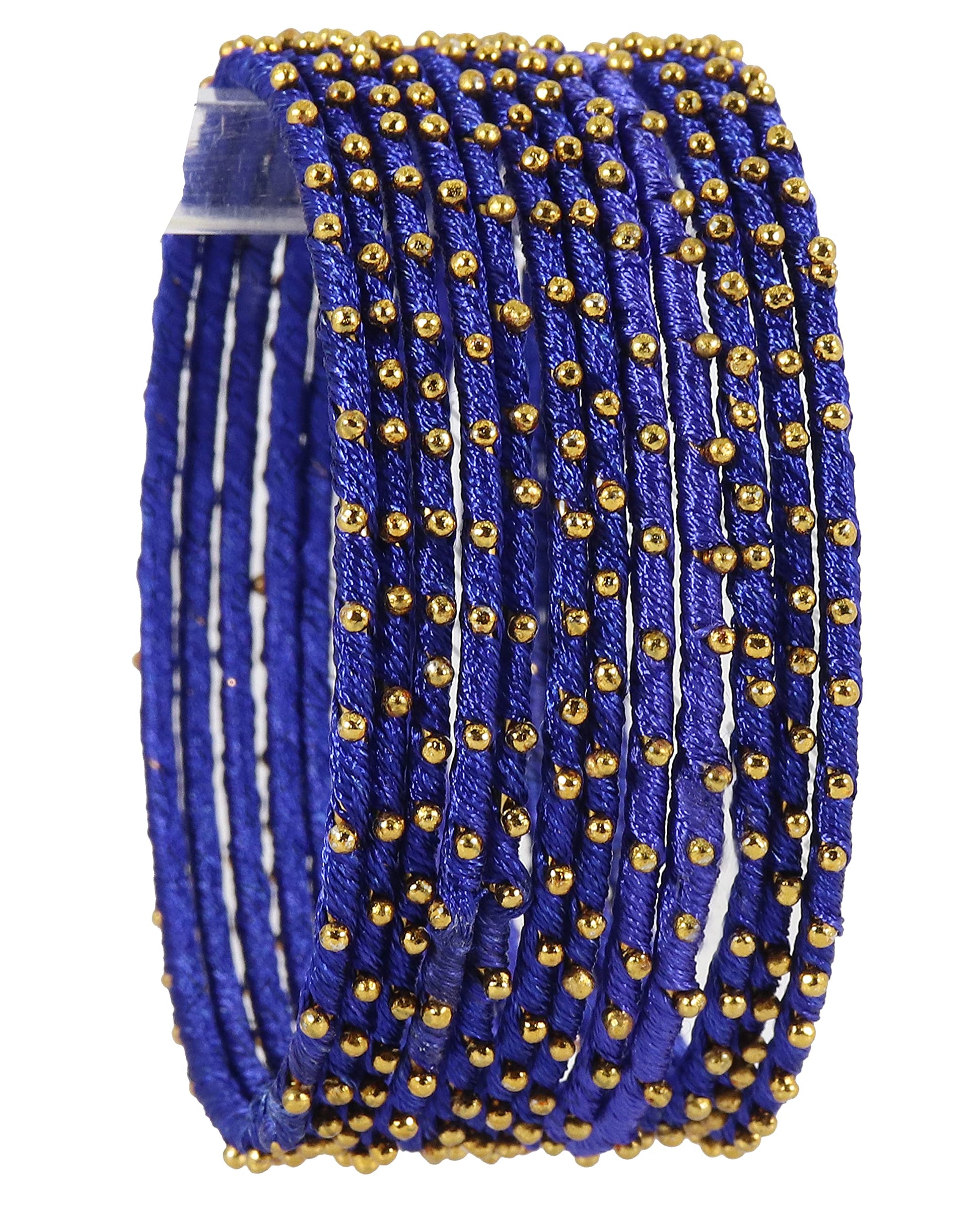 T4 Jewels Non-Precious Metal with Silk thread and Linked with Ball stone Glossy Finished Bangle Set For Women and Girls T4 Jewels