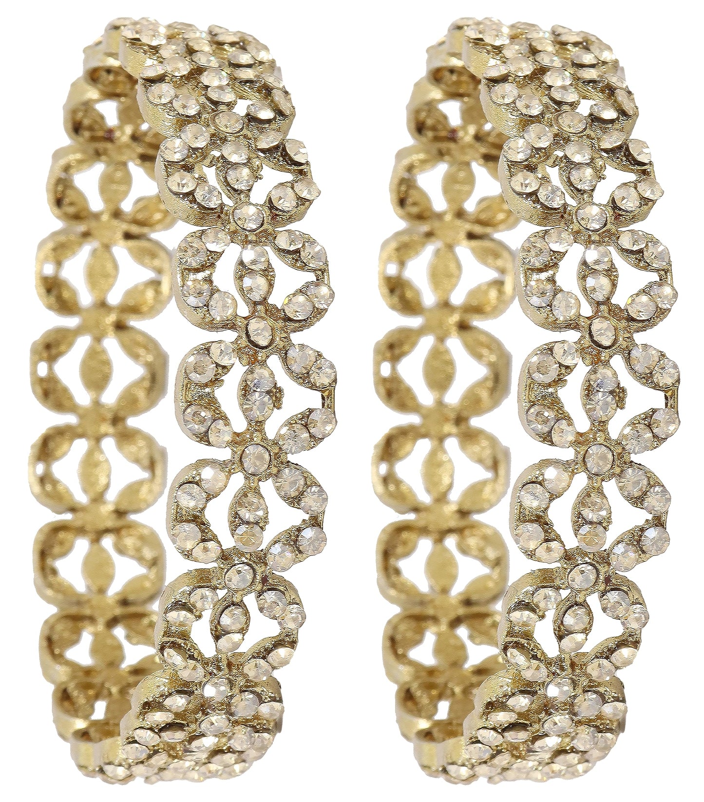 T4 Jewels Alloy Metal Gold Plated Bangles Set For Girls and Women Studded American Diamond Stone | Diamond Bangles | Metal bangles | Women Bangles Antic T4 Jewels