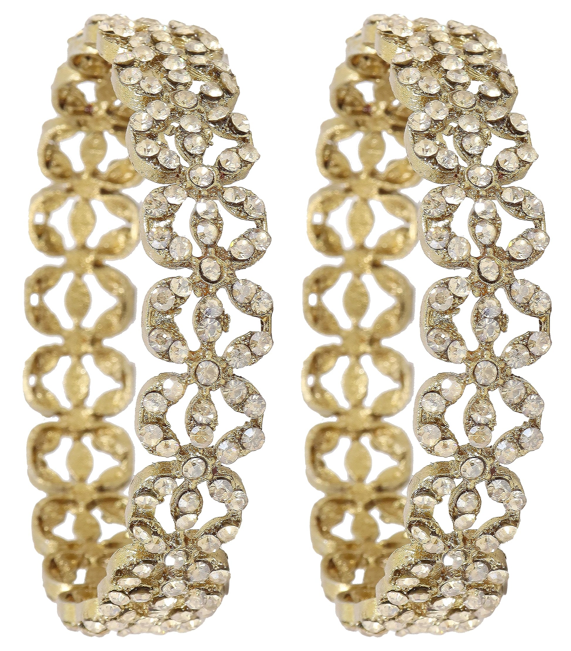 T4 Jewels Alloy Metal Gold Plated Bangles Set For Girls and Women Studded American Diamond Stone | Diamond Bangles | Metal bangles | Women Bangles Antic T4 Jewels