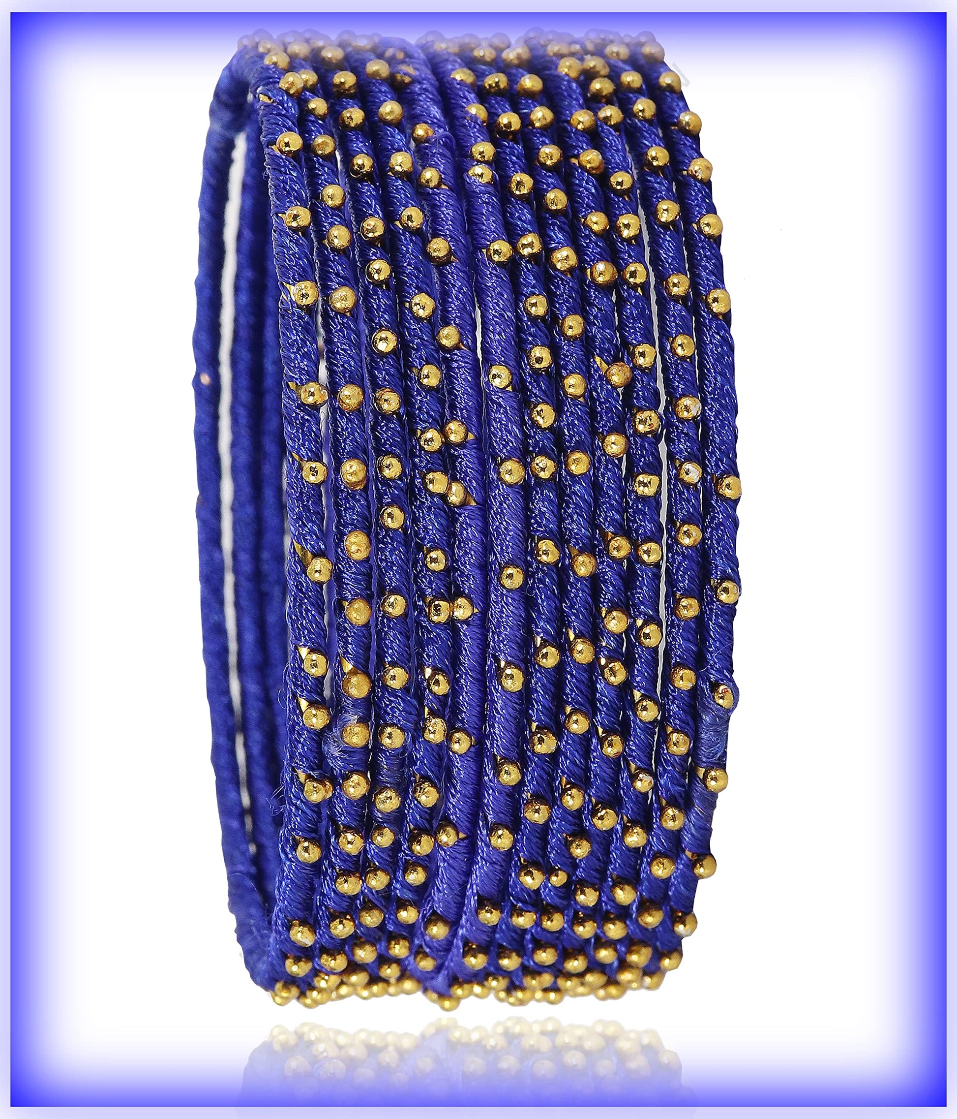 T4 Jewels Non-Precious Metal with Silk thread and Linked with Ball stone Glossy Finished Bangle Set For Women and Girls T4 Jewels