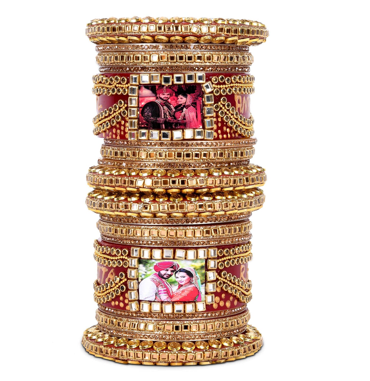 T4 Jewels Plastic Traditional I Photo and Name (Personalise) Chuda Women Fashion Designer Plastic Kada Designer Stone Chura Base Glittery Designing Embroidry Women Fashion Designing Kada For Women And Girls Bangle Chura T4 Jewels