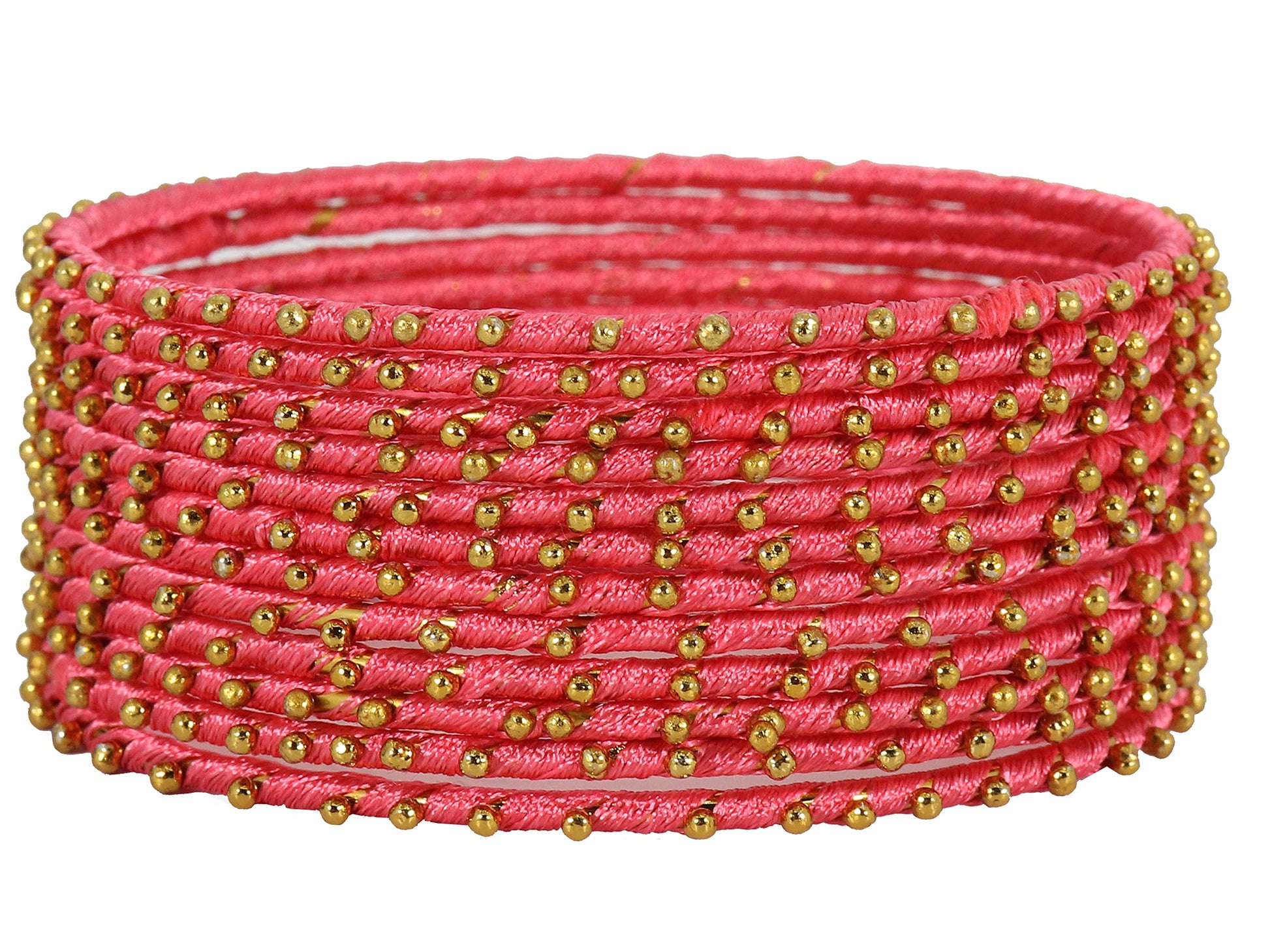 T4 Jewels Non-Precious Metal with Silk thread and Linked with Ball stone Glossy Finished Bangle Set For Women and Girls T4 Jewels