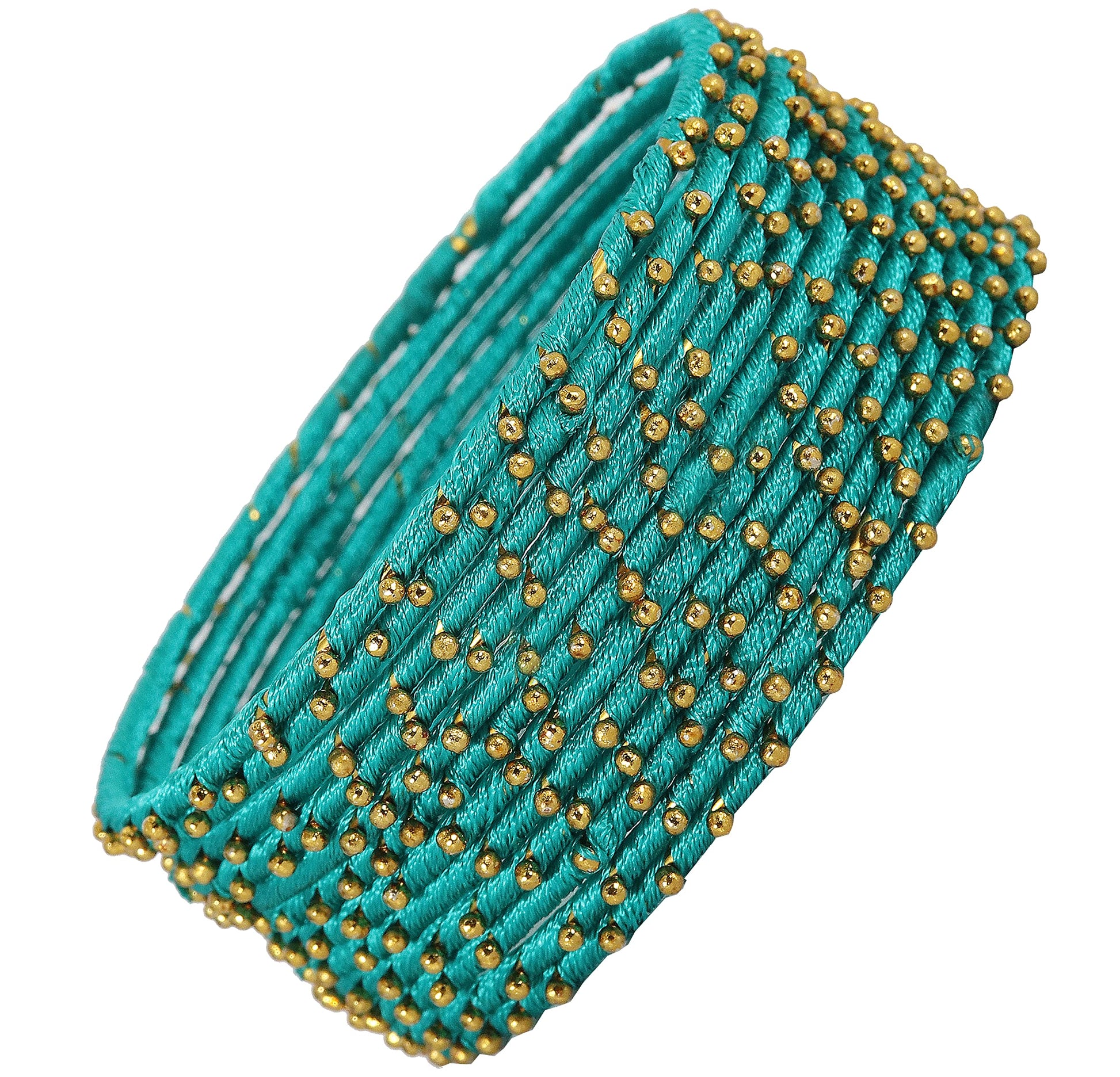 T4 Jewels Non-Precious Metal with Silk thread and Linked with Ball stone Glossy Finished Bangle Set For Women and Girls Radium T4 Jewels