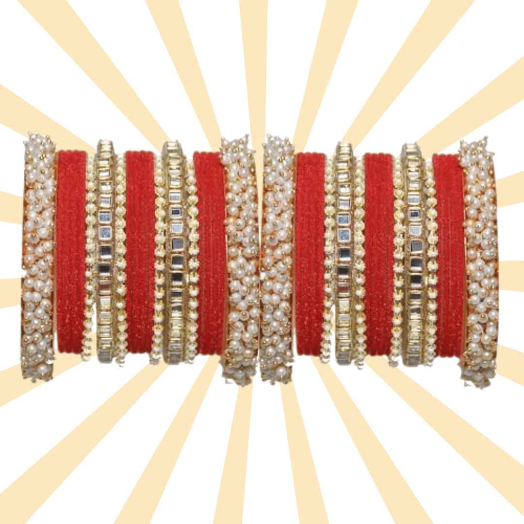 T4 Jewels 18k Pearl Gold Plated Zircon Stones Studded Latest Fashion Jewellery Metal Bangles Set - 95NO All Bangle Sets T4 Jewels