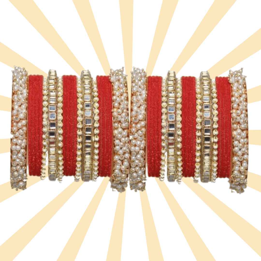 T4 Jewels 18k Pearl Gold Plated Zircon Stones Studded Latest Fashion Jewellery Metal Bangles Set - 95NO All Bangle Sets T4 Jewels