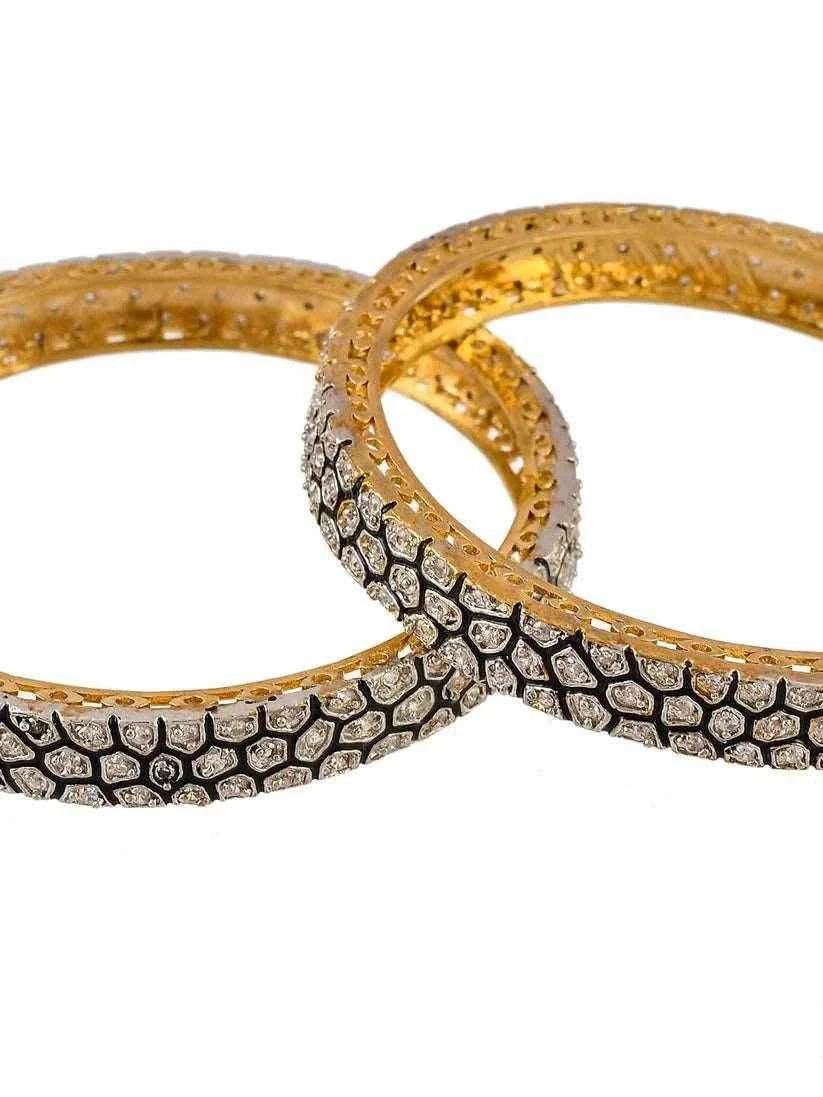 Set of 2 AD Handcrafted Bridal Jadau Kundan Kada Bangles (AD-009) AD Bangles T4 Jewels