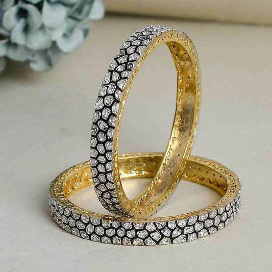 Set of 2 AD Handcrafted Bridal Jadau Kundan Kada Bangles (AD-009) AD Bangles T4 Jewels