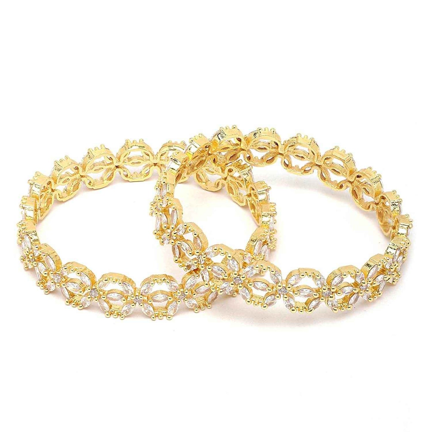 TAHINI Gold Plated American Diamond Bangles T4 Jewels
