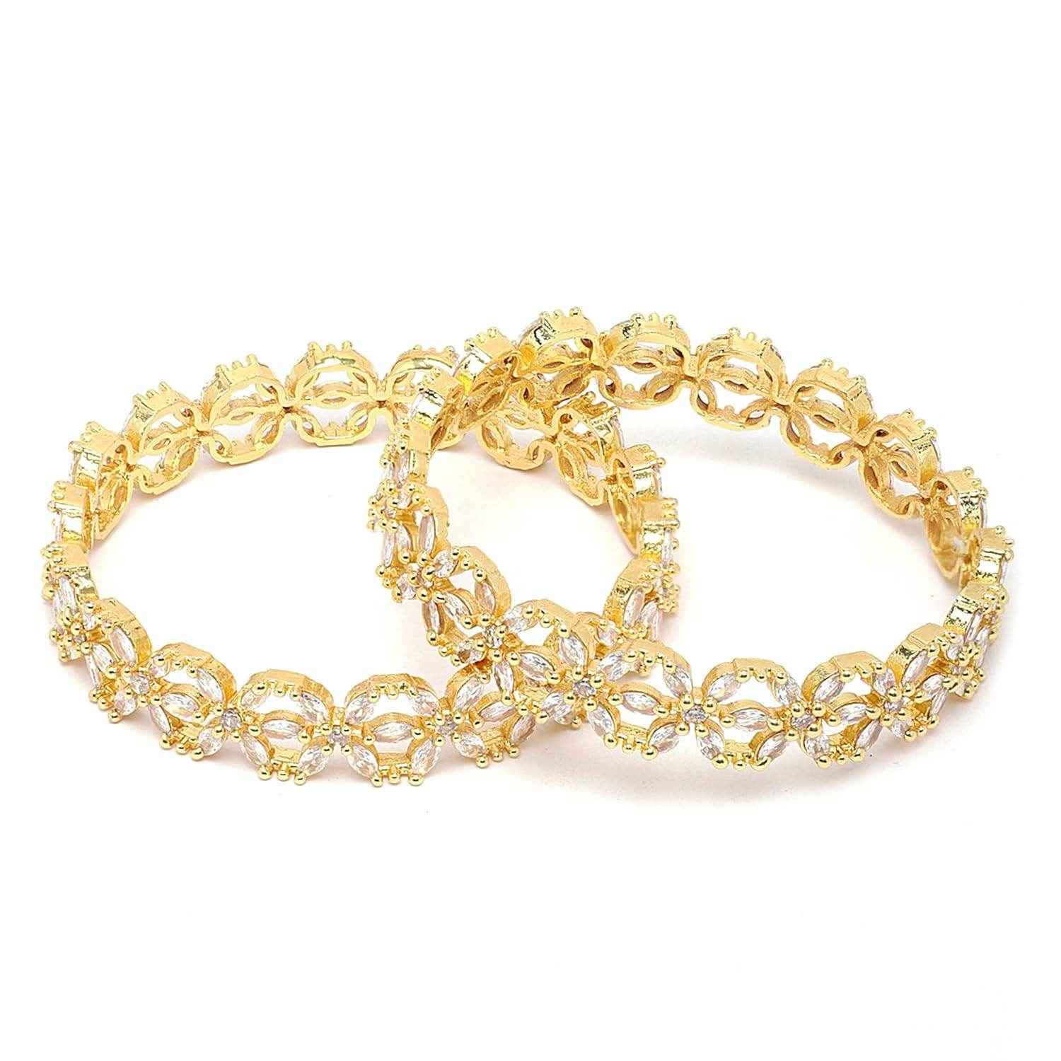 TAHINI Gold Plated American Diamond Bangles T4 Jewels