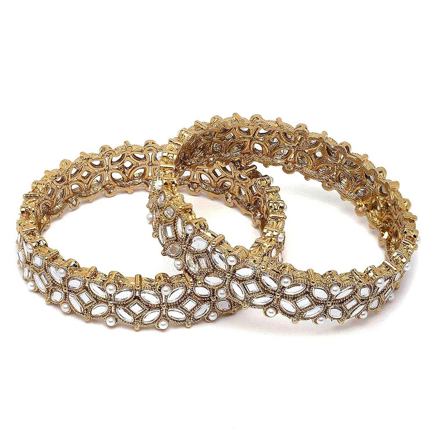 ANATRA Gold Silver Metal Bangles Set T4 Jewels