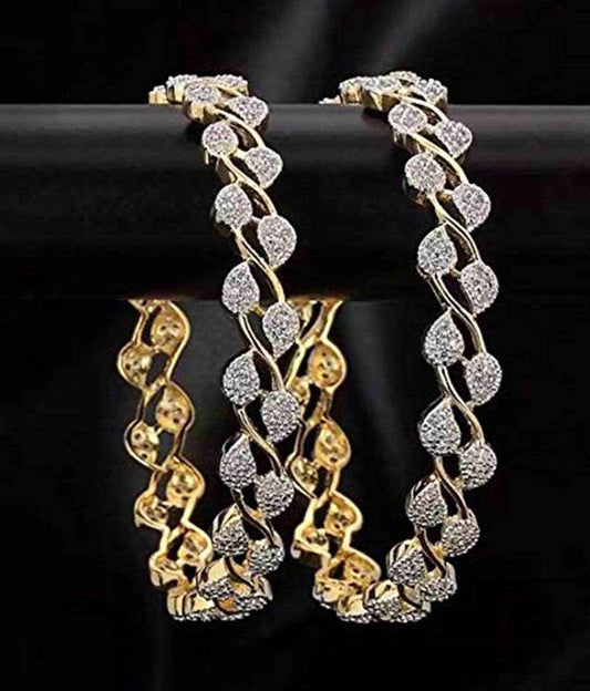 T4 Jewels Gold Plated American Diamond Bangles (AD001) T4 Jewels