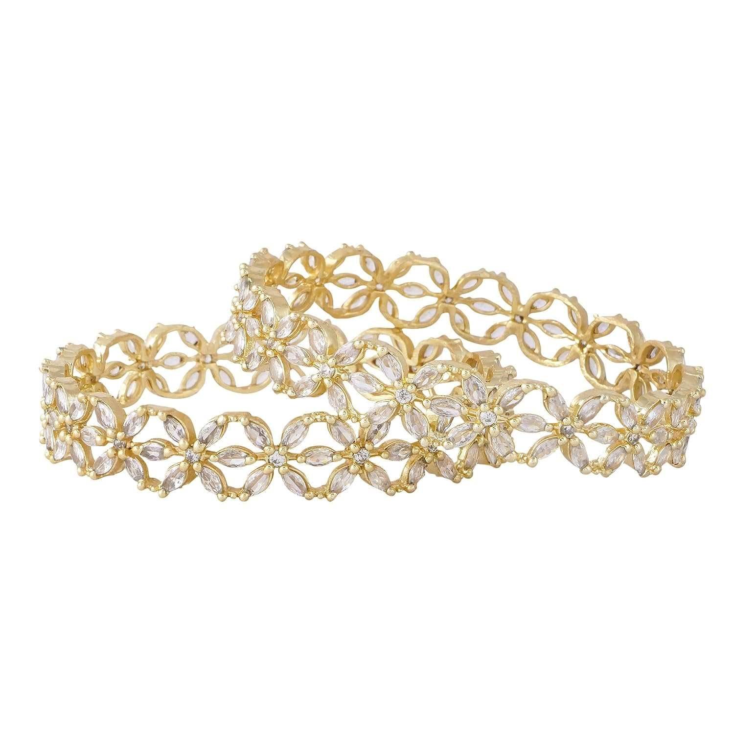 Rubina Gold Plated American Diamond Bangles T4 Jewels