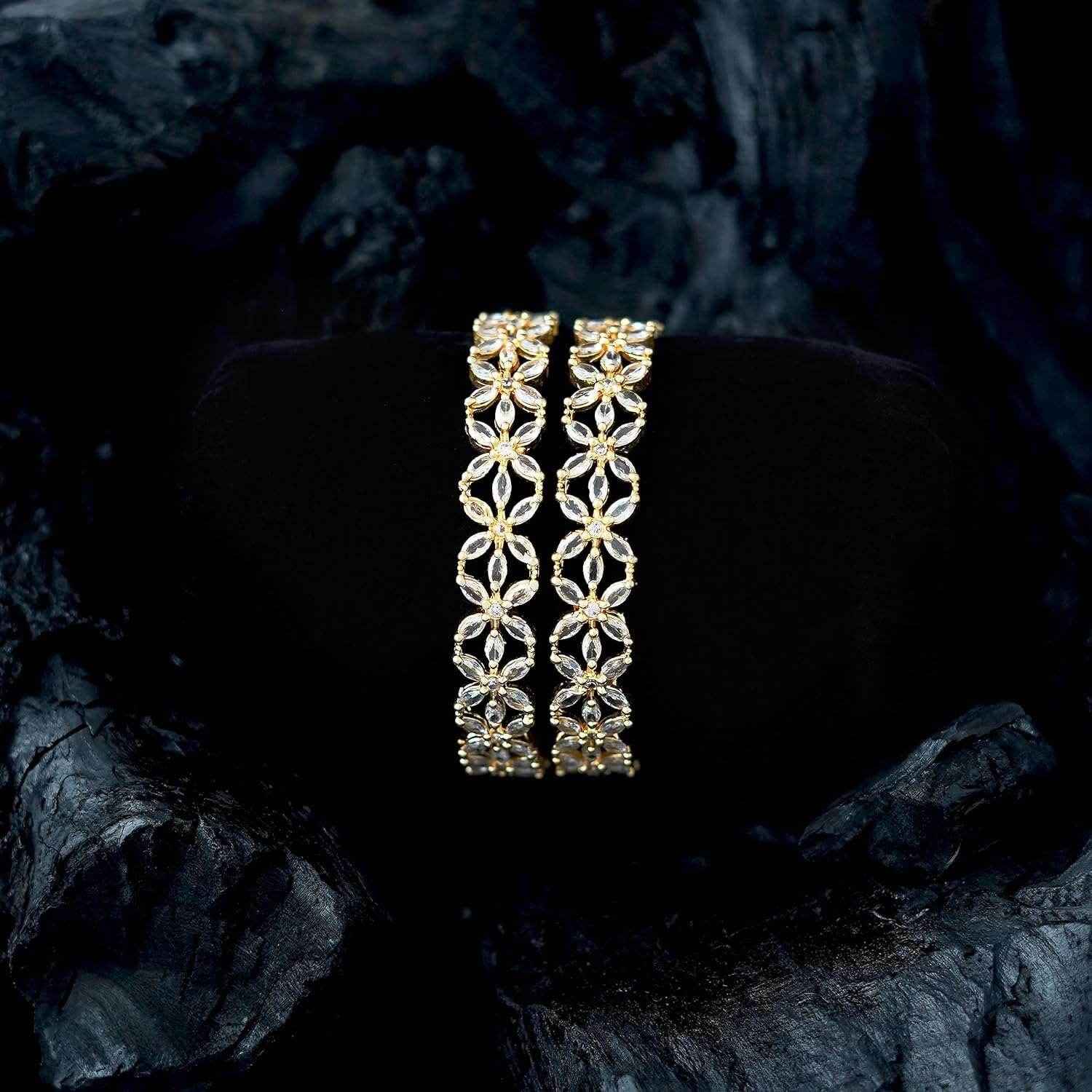 Rubina Gold Plated American Diamond Bangles T4 Jewels