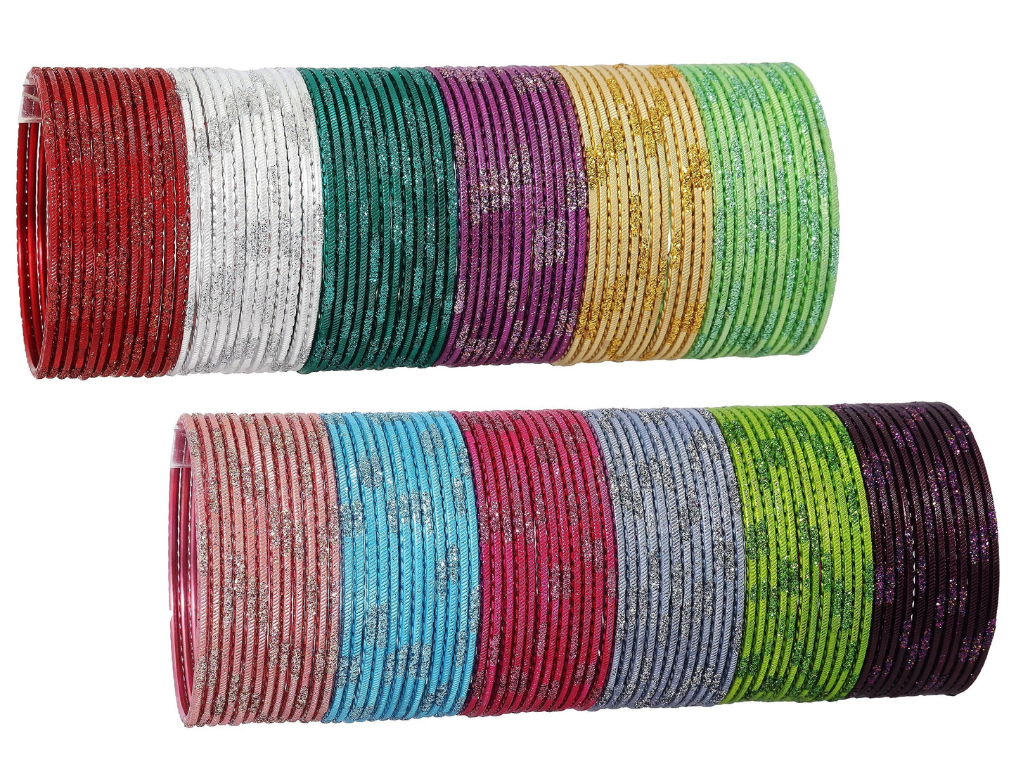 T4 Jewels Stylish Multi colour Metal Bangles set| Fancy Multicolour Bangles for women | Metal Chudi Set For Women | Women's Bangles Multicolour-P15 2.2 T4 Jewels