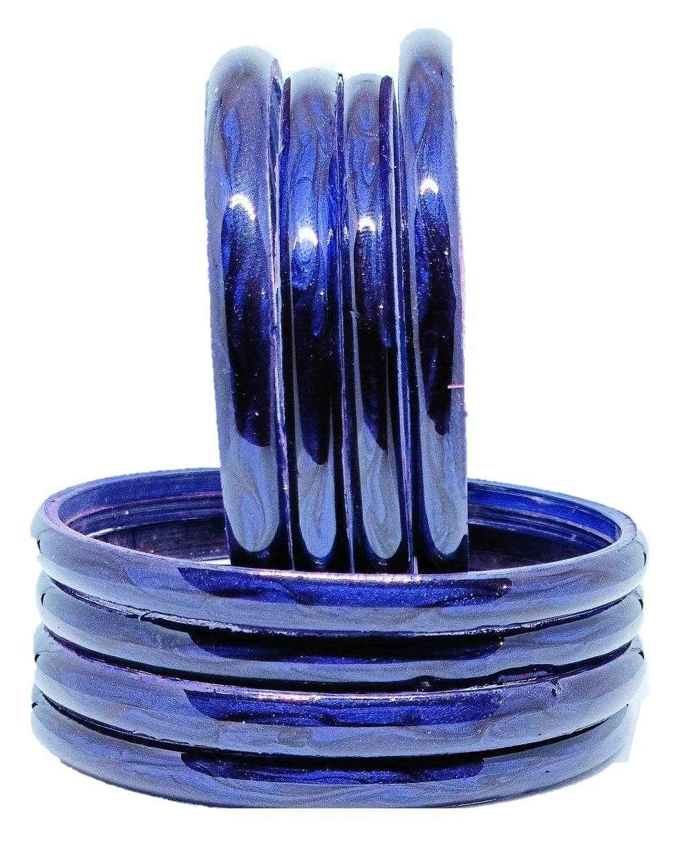 T4 Jewels (Large Size) Many Colors Glass Kada Bangles (Pack Of 8)-RSHN Blue Large Size Bangles T4 Jewels