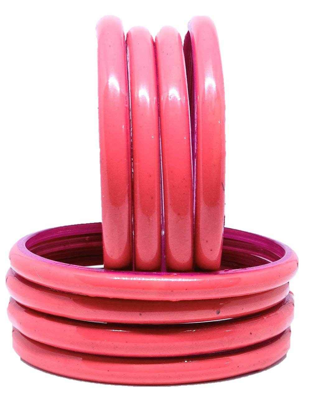 T4 Jewels (Large Size) Many Colors Glass Kada Bangles (Pack Of 8)-RSHN Gajri Large Size Bangles T4 Jewels