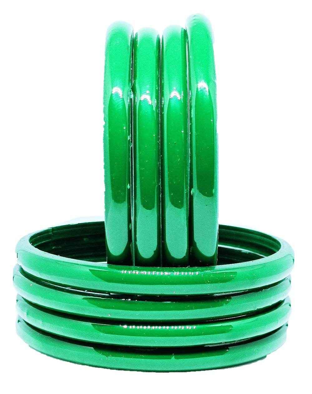 T4 Jewels (Large Size) Many Colors Glass Kada Bangles (Pack Of 8)-RSHN Green Large Size Bangles T4 Jewels