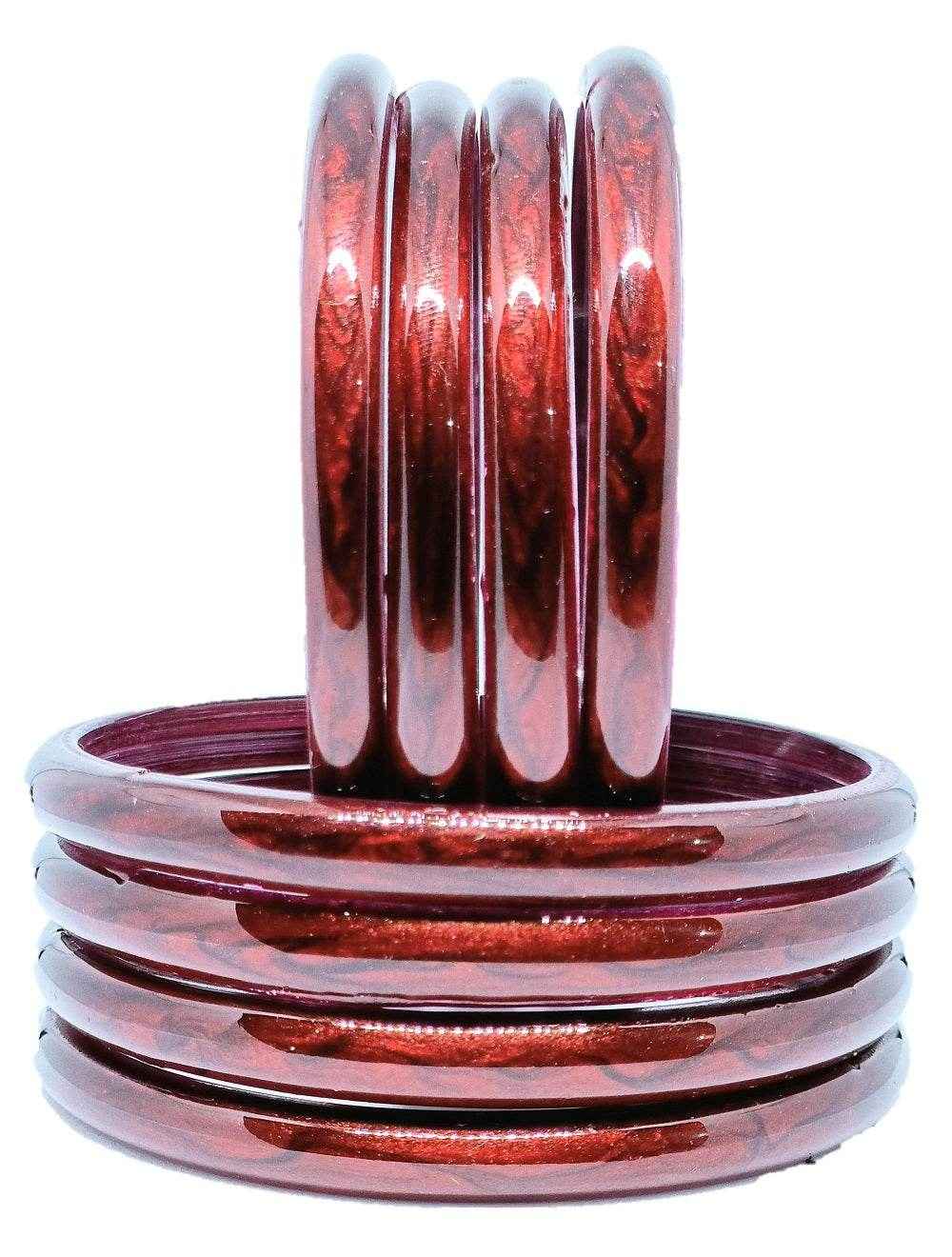 T4 Jewels (Large Size) Many Colors Glass Kada Bangles (Pack Of 8)-RSHN Maroon Large Size Bangles T4 Jewels