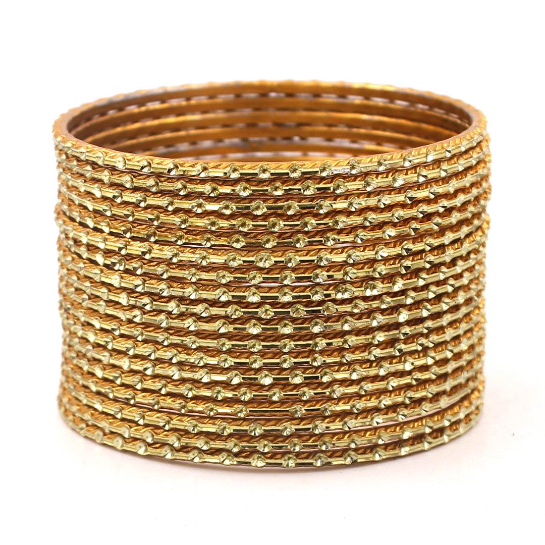 Set of 24 Shining Metal Bangles with self-dot Design by T4 Jewels Antique Plain Metal Bangles T4 Jewels