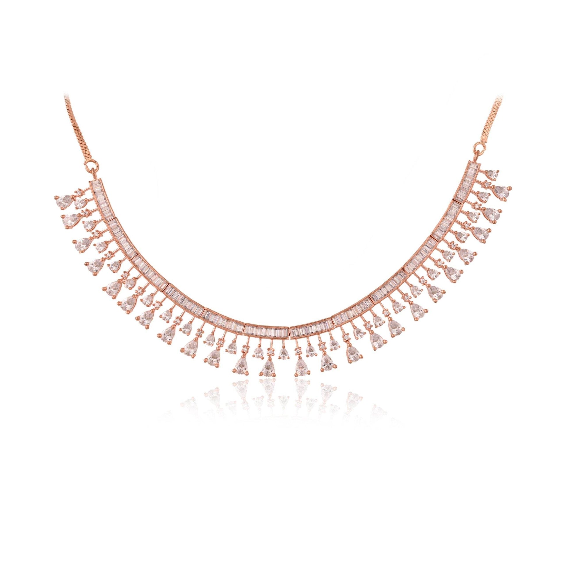 Designer CZ Necklace Set for Women - Refined and Modern Luxury T4 Jewels