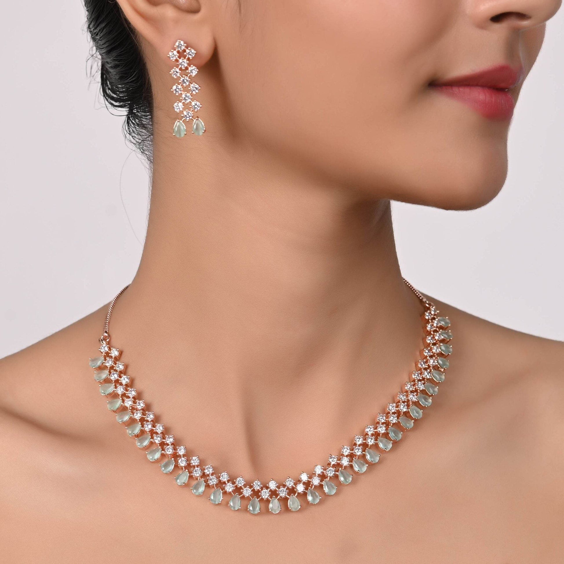 Sophisticated CZ Necklace Set for Women - Artisan-Crafted with Precision T4 Jewels