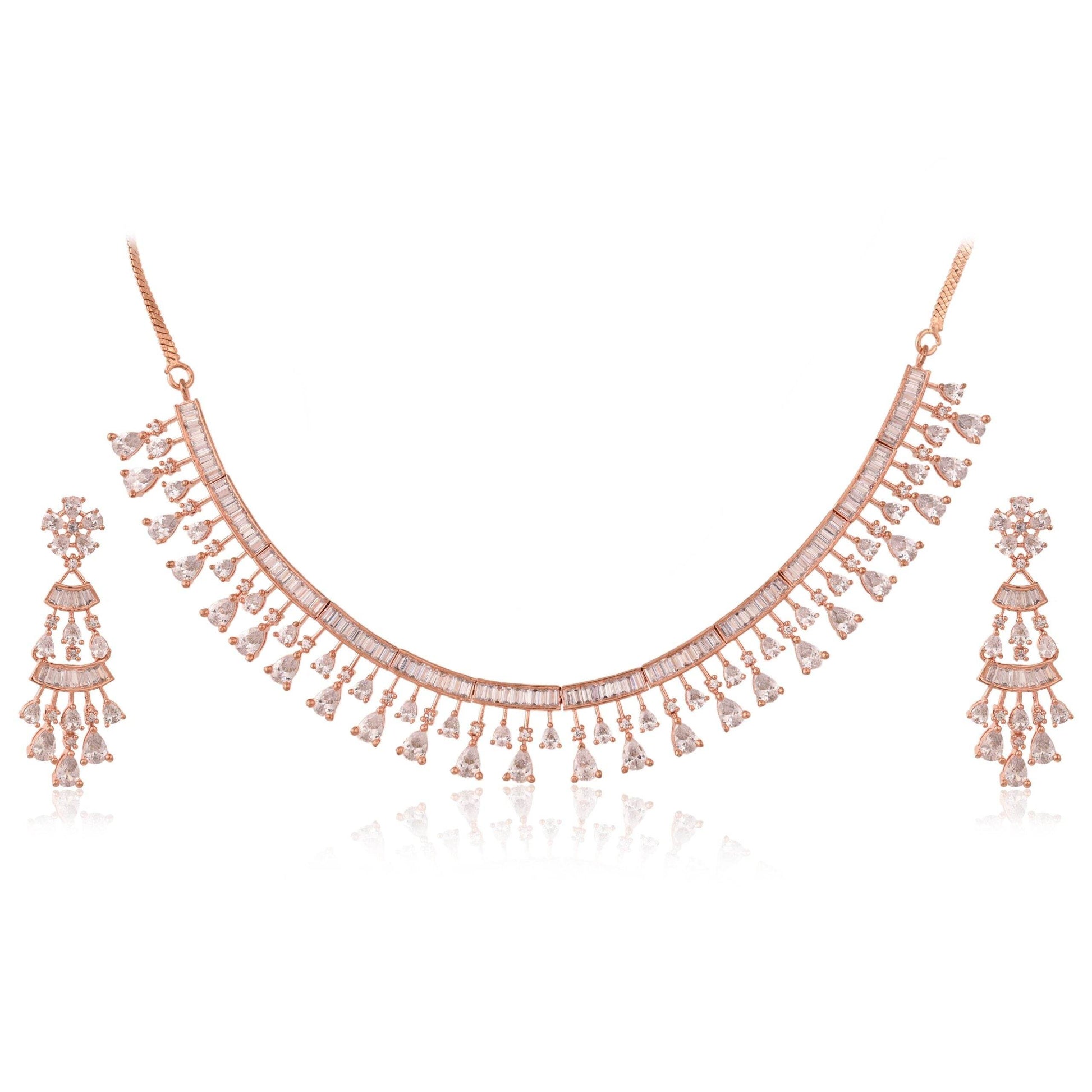 Designer CZ Necklace Set for Women - Refined and Modern Luxury T4 Jewels