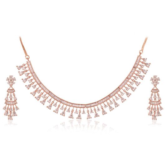 Designer CZ Necklace Set for Women - Refined and Modern Luxury T4 Jewels