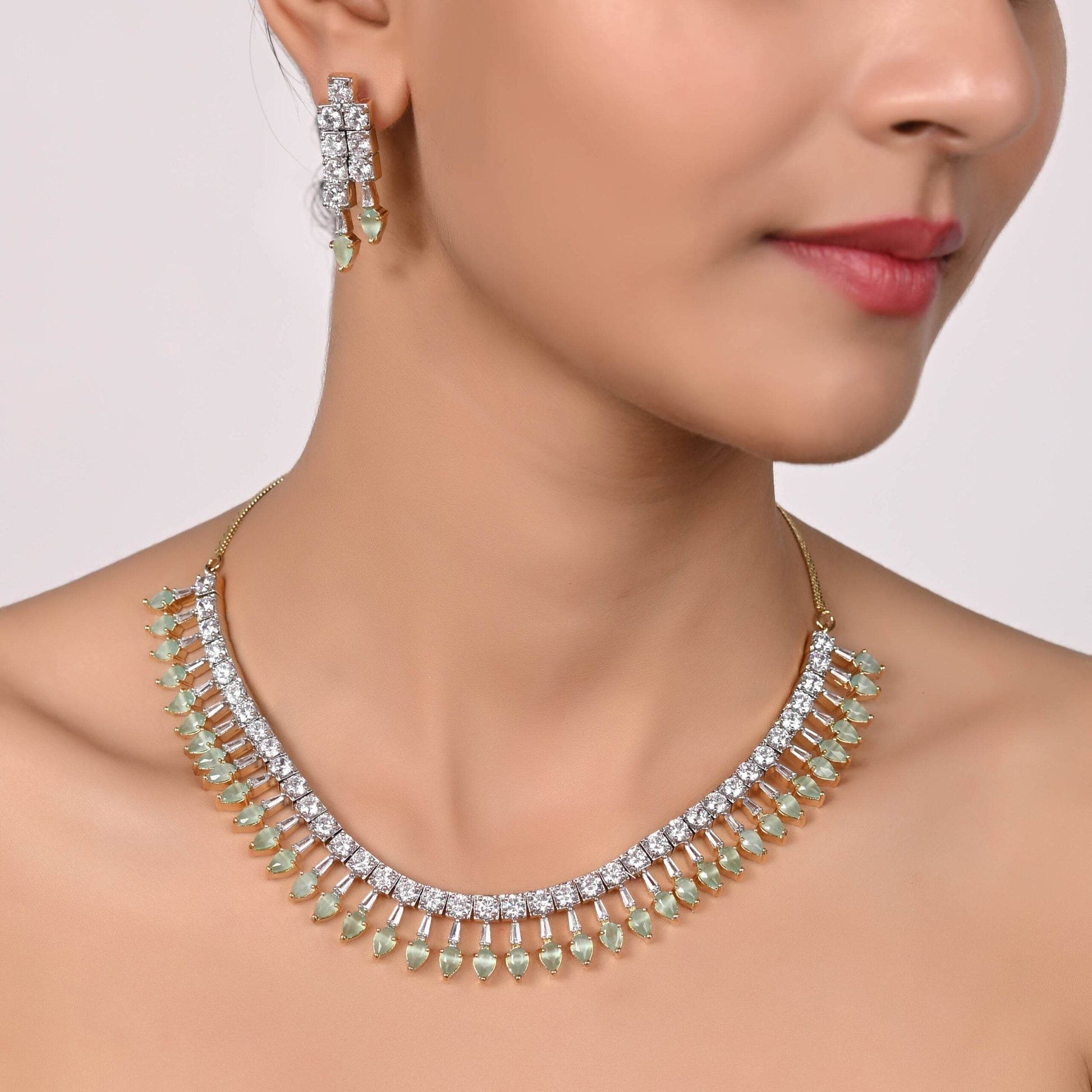 Elegant Handmade CZ Necklace Set - A Symbol of Beauty T4 Jewels