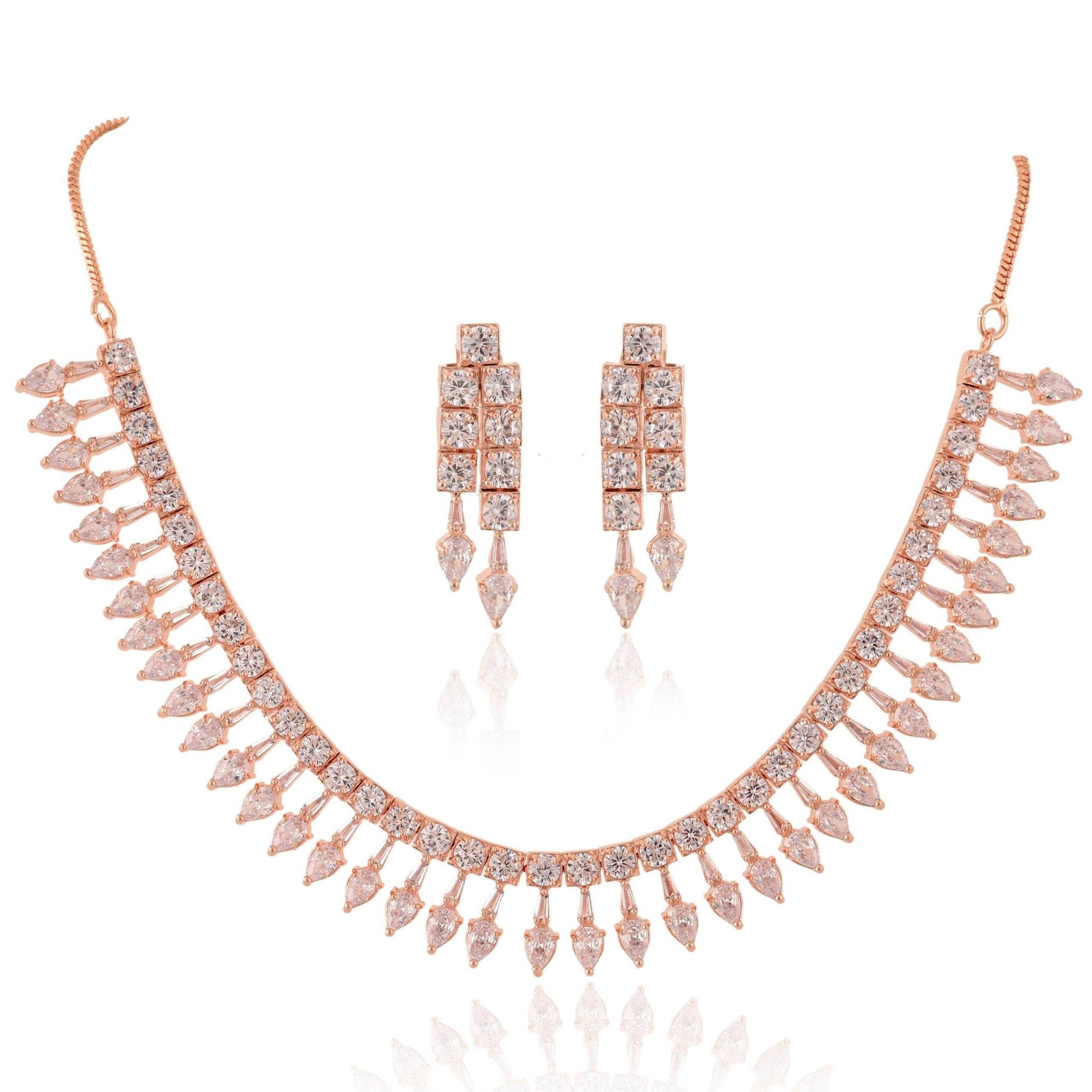 Delicate Handmade CZ Necklace Set - A Touch of Glamour T4 Jewels