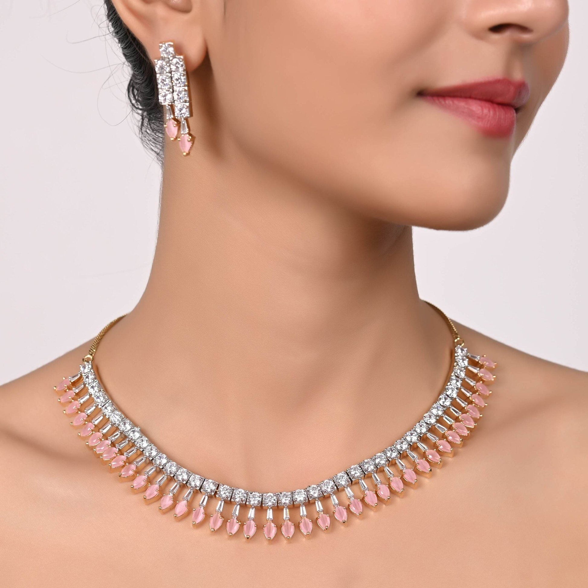 Stunning Handmade CZ Necklace Set - Sparkle and Shine T4 Jewels