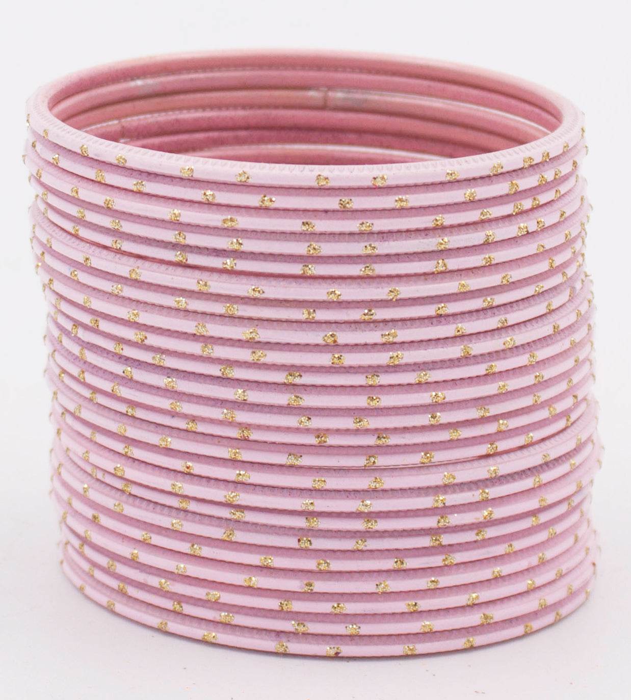 Set of 24 Plain Matte Textured Metal Bangles By T4 Jewels Baby Pink Plain Metal Bangles T4 Jewels