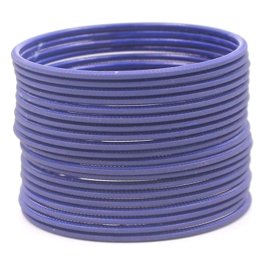 Set of 24 Matte Textured Bangles by T4 Jewels Blue Plain Metal Bangles T4 Jewels