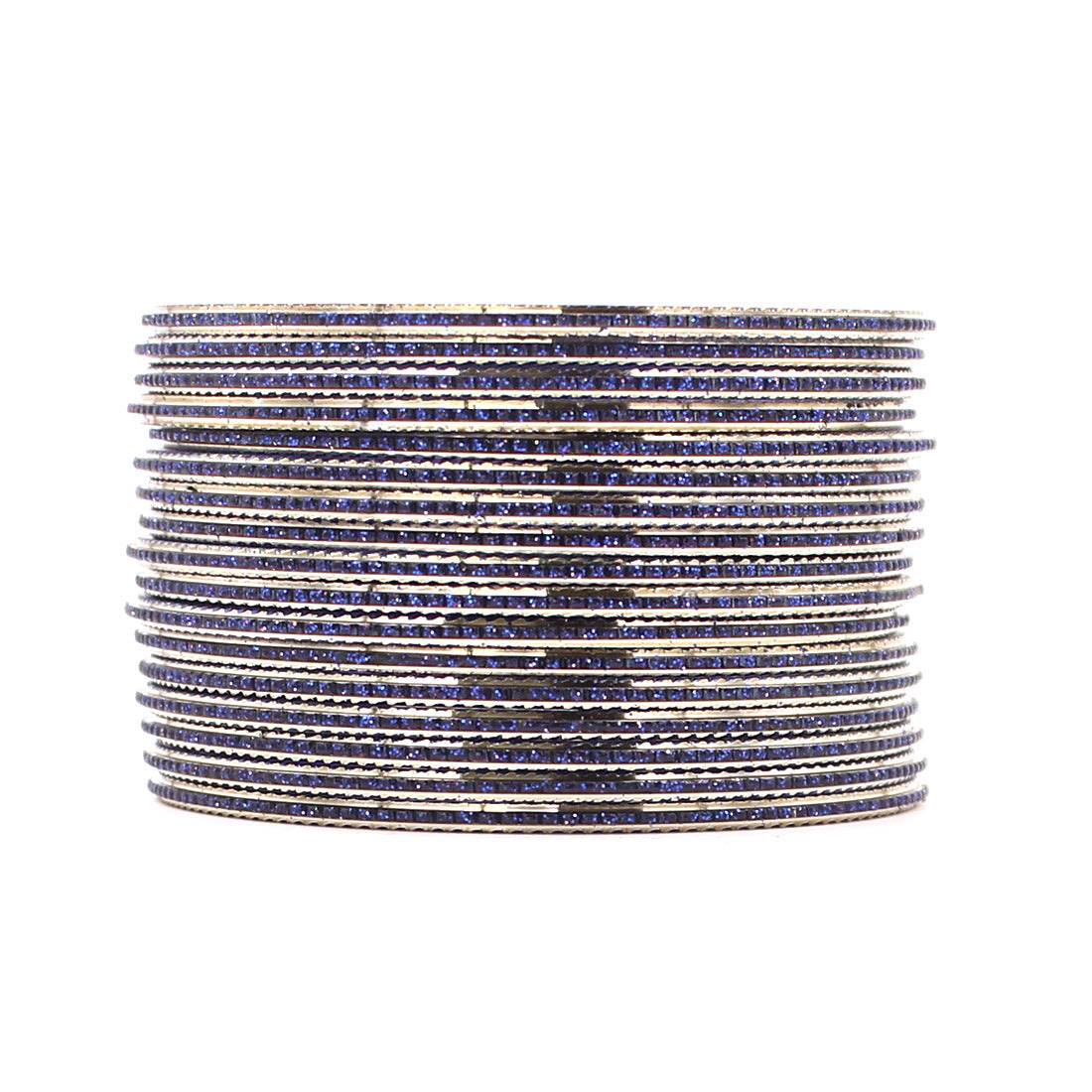 Shining Glitter Bangles with golden borders by T4 Jewels Blue Plain Metal Bangles T4 Jewels