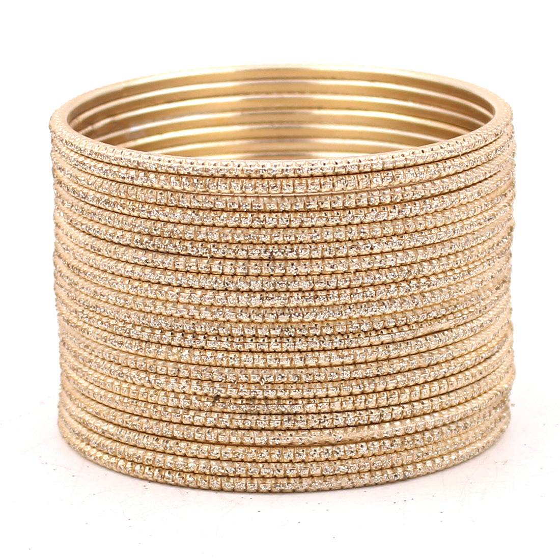 Set of 24 Glitter Bangles by T4 Jewels Beige Plain Metal Bangles T4 Jewels