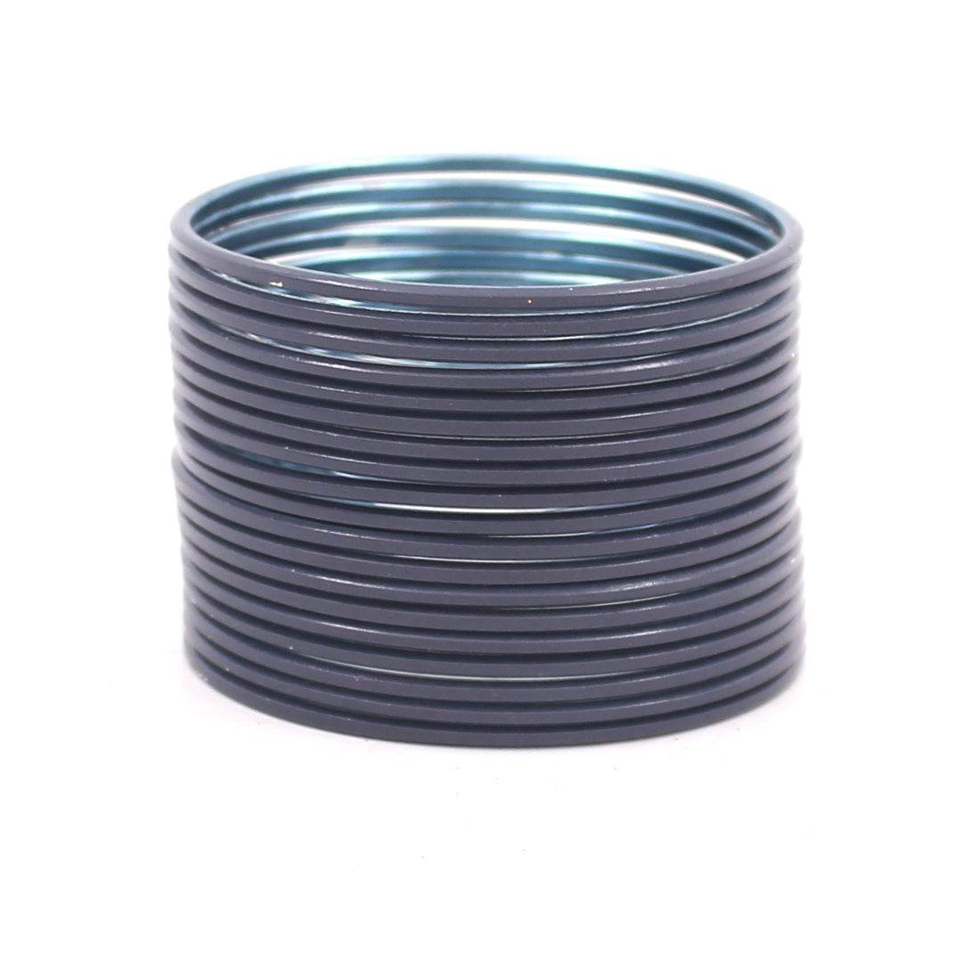 Set of 24 Solid Coloured Plain Metal Bangles by T4 Jewels Black Plain Metal Bangles T4 Jewels
