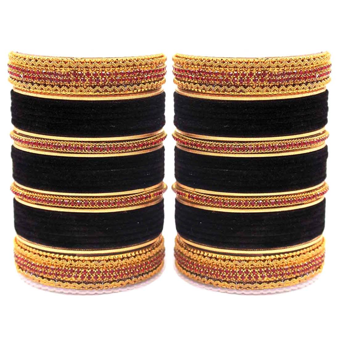 Traditional Brass based Bangle set by T4 Jewels for Both Hands Black All Bangle Sets T4 Jewels