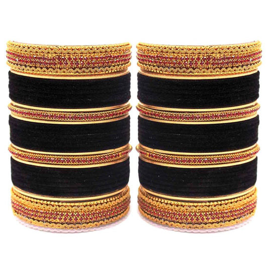 Traditional Brass based Bangle set by T4 Jewels for Both Hands Black All Bangle Sets T4 Jewels