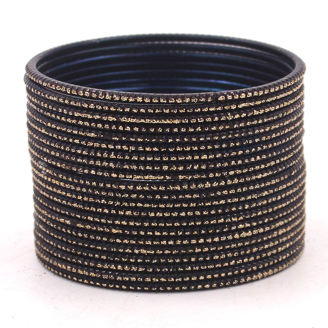 Set of 24 Glitter Bangles by T4 Jewels Black Plain Metal Bangles T4 Jewels