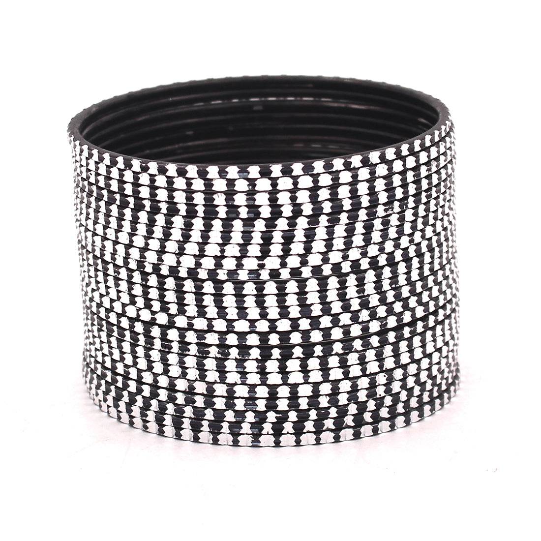 Set of 24 Shining Bangles with Cutting Design by T4 Jewels BLACK Plain Metal Bangles T4 Jewels